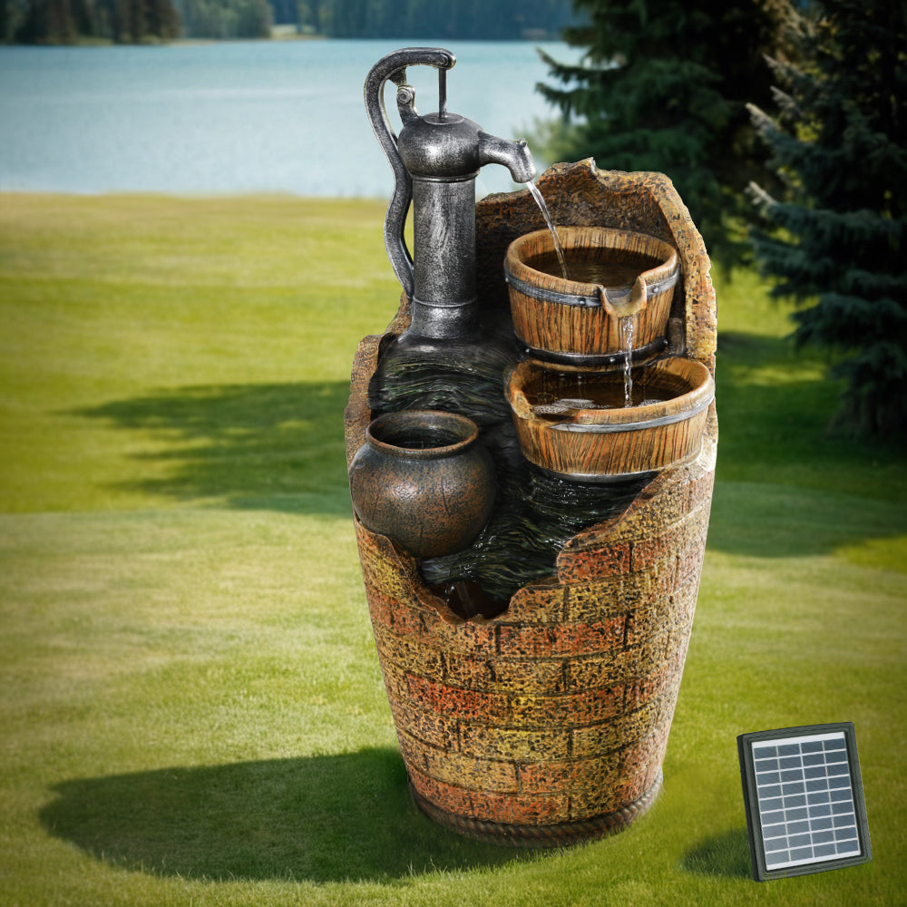 Gardeon Solar Fountain Water Feature Outdoor Cascading Hand Pump Design 80CM-Home & Garden > Fountains > Fountain & Ponds Accessories-PEROZ Accessories