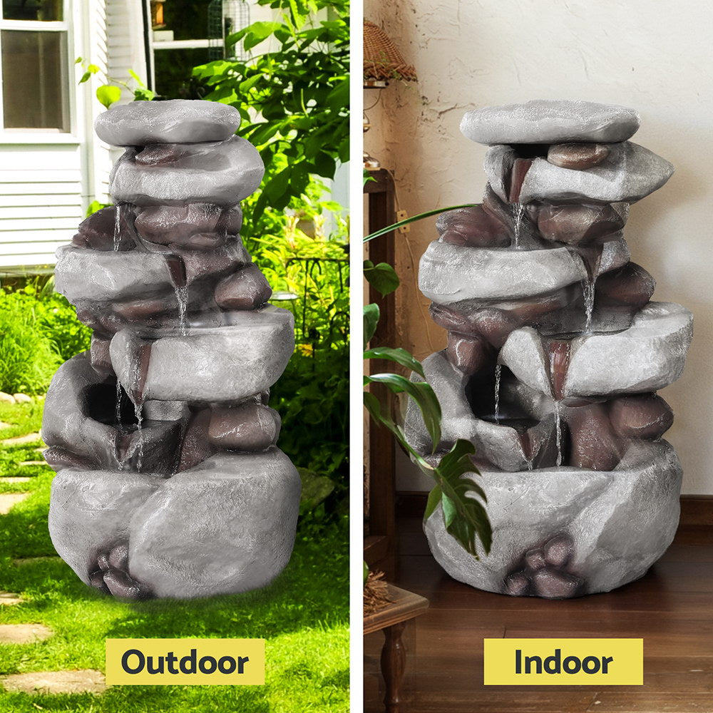 Gardeon Solar Fountain Water Feature Outdoor Indoor 4-Tier Brown-Home & Garden > Fountains > Fountains & Ponds-PEROZ Accessories