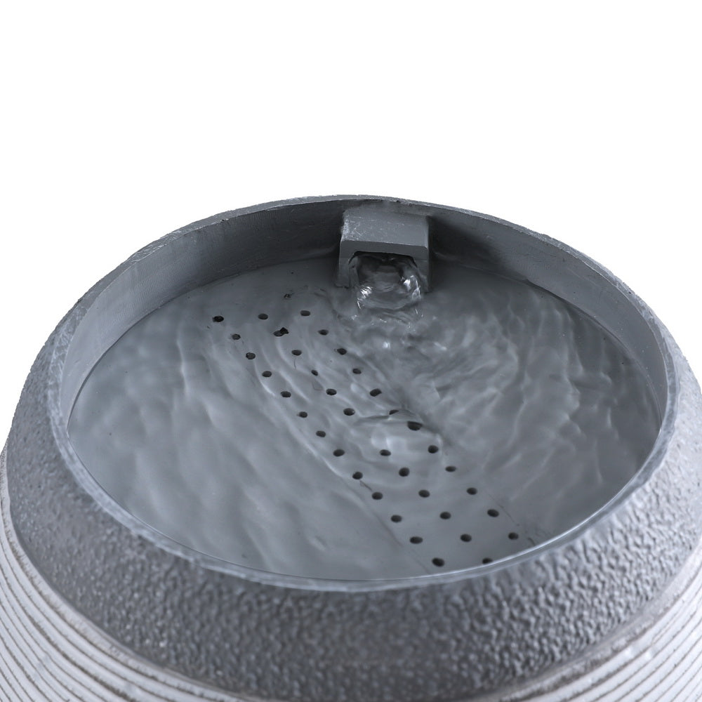 Gardeon Solar Fountain Water Feature Bird Bath Outdoor Garden Cascade 48CM Grey-Home & Garden > Fountains > Fountains & Ponds-PEROZ Accessories