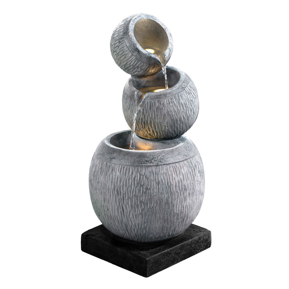 Gardeon Solar Fountain Water Feature Bird Bath Garden LED Light 80CM Grey-Home & Garden > Fountains-PEROZ Accessories