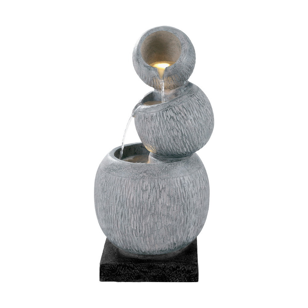 Gardeon Solar Fountain Water Feature Bird Bath Garden LED Light 80CM Grey-Home & Garden > Fountains-PEROZ Accessories