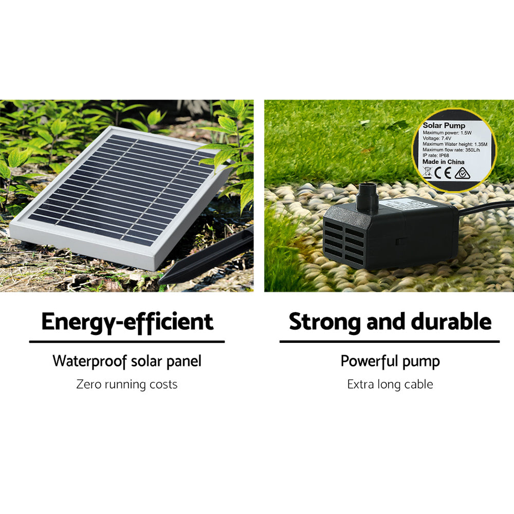 Gardeon Solar Water Feature Cascading Fountain 5 Tiered Bowl Bird Bath 99CM-Water Features-PEROZ Accessories