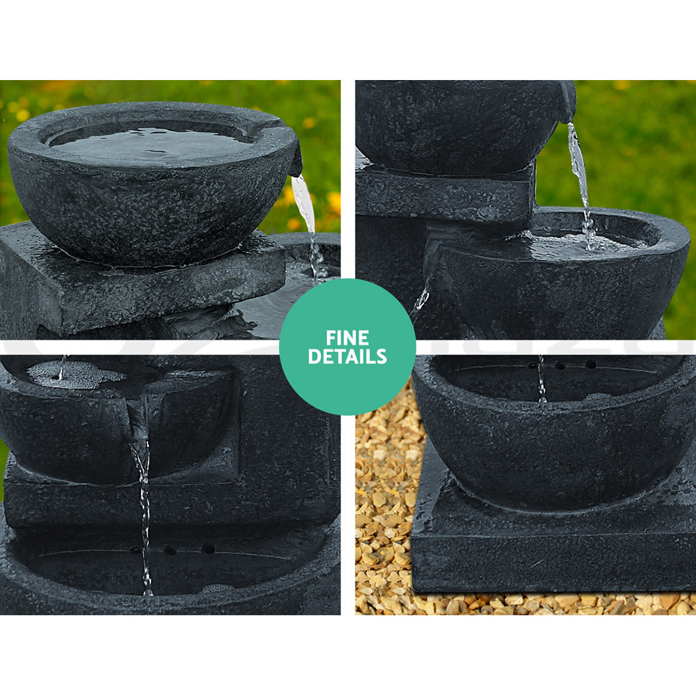 Gardeon Solar Water Feature Cascading Fountain 4-Tier Bowl LED Lights 72CM Blue-Water Features-PEROZ Accessories