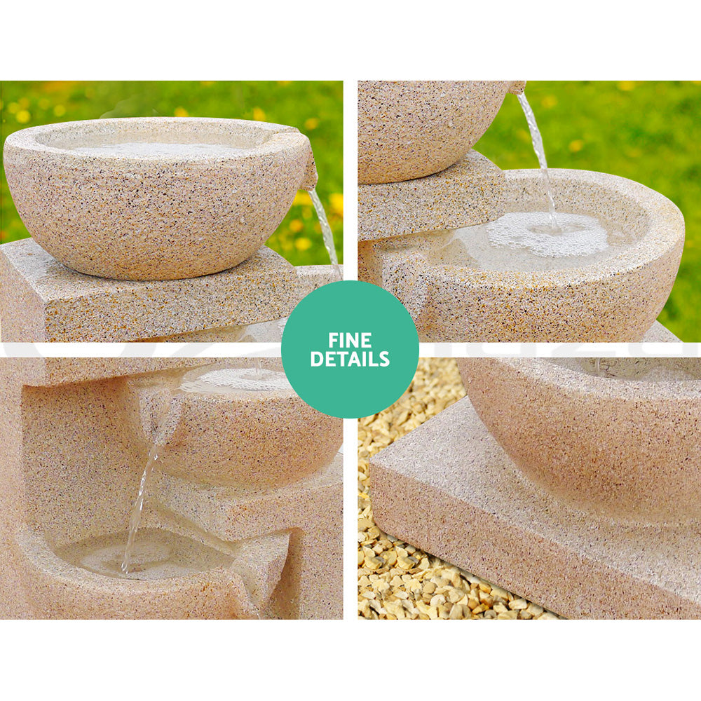 Gardeon Solar Water Feature Cascading Fountain 4-Tier Bowl LED Lights 72CM Sand-Water Features-PEROZ Accessories
