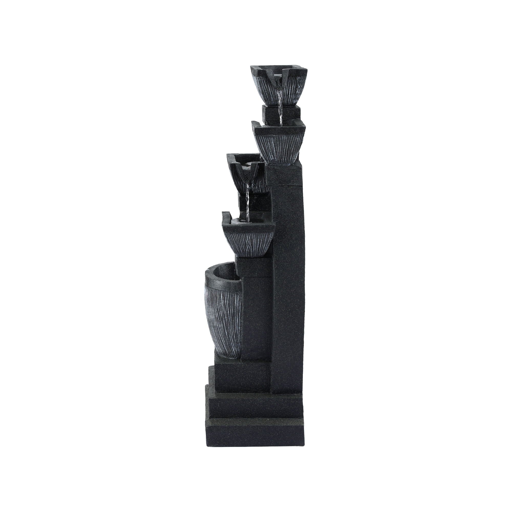 Gardeon Solar Fountain Water Feature Outdoor Fountain Indoor 5-Tier Bowl Cascading Grey-Home & Garden > Fountains > Fountains & Ponds-PEROZ Accessories