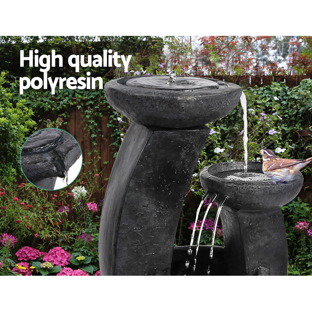 Gardeon Solar Water Feature with LED Lights 3 Tiers 70cm-Water Features-PEROZ Accessories