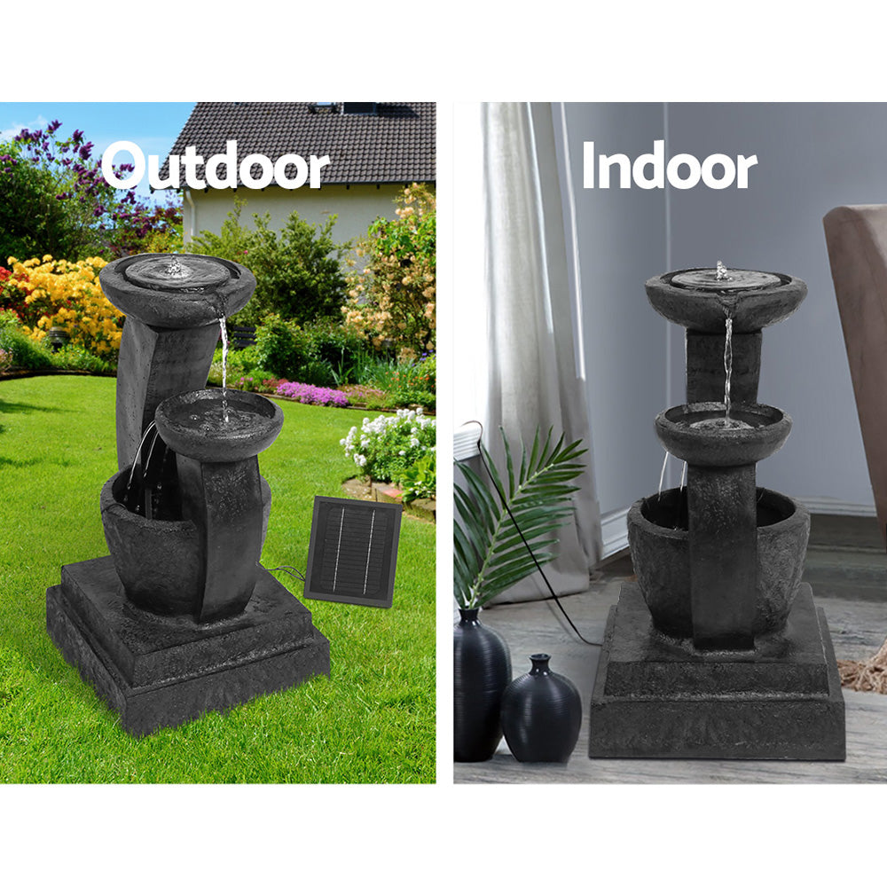 Gardeon Solar Water Feature with LED Lights 3 Tiers 70cm-Water Features-PEROZ Accessories