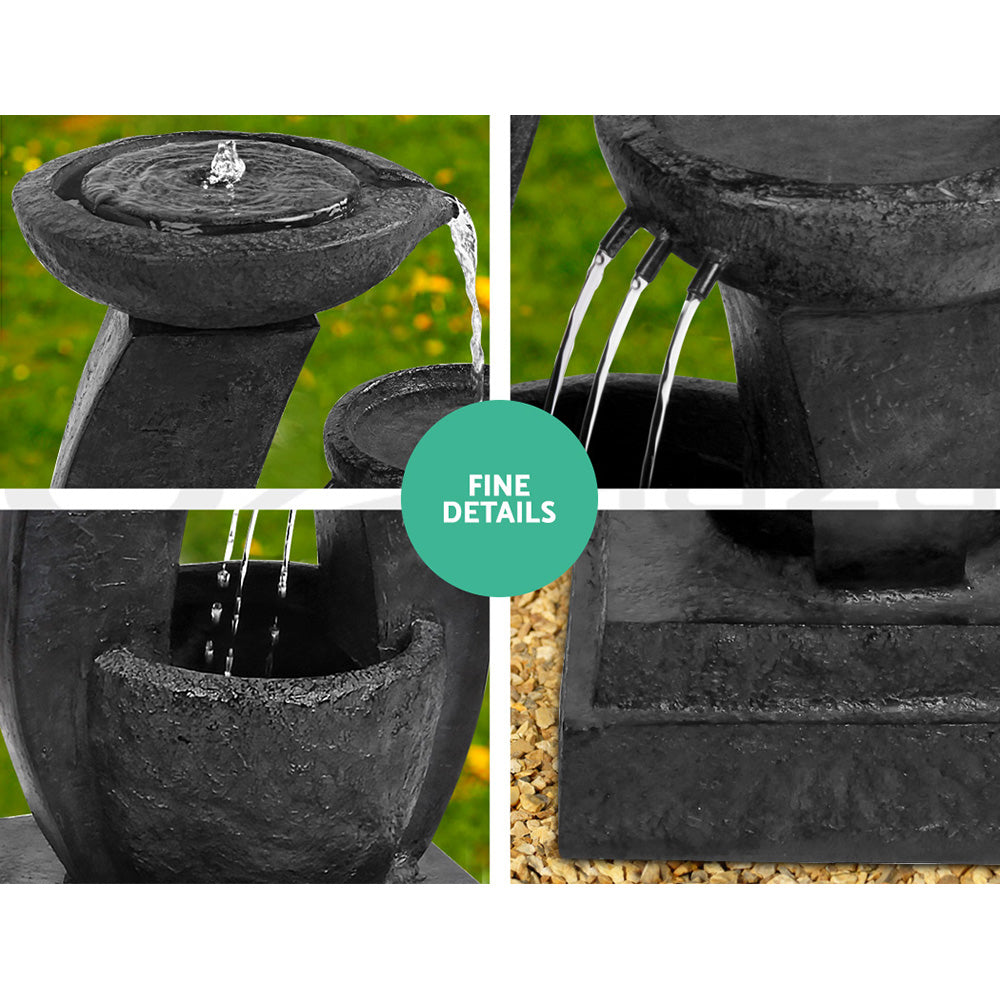 Gardeon Solar Water Feature with LED Lights 3 Tiers 70cm-Water Features-PEROZ Accessories