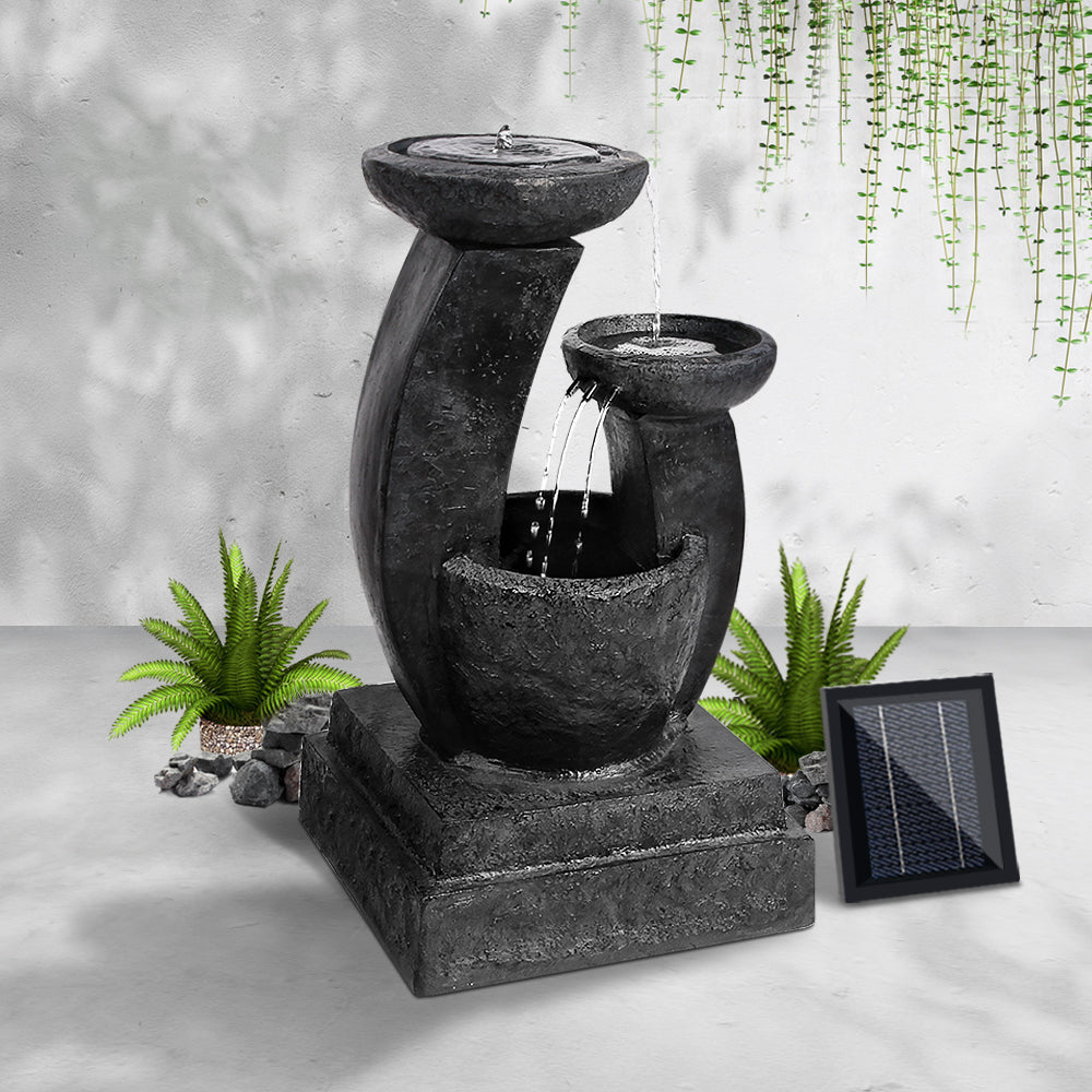 Gardeon Solar Water Feature with LED Lights 3 Tiers 70cm-Water Features-PEROZ Accessories