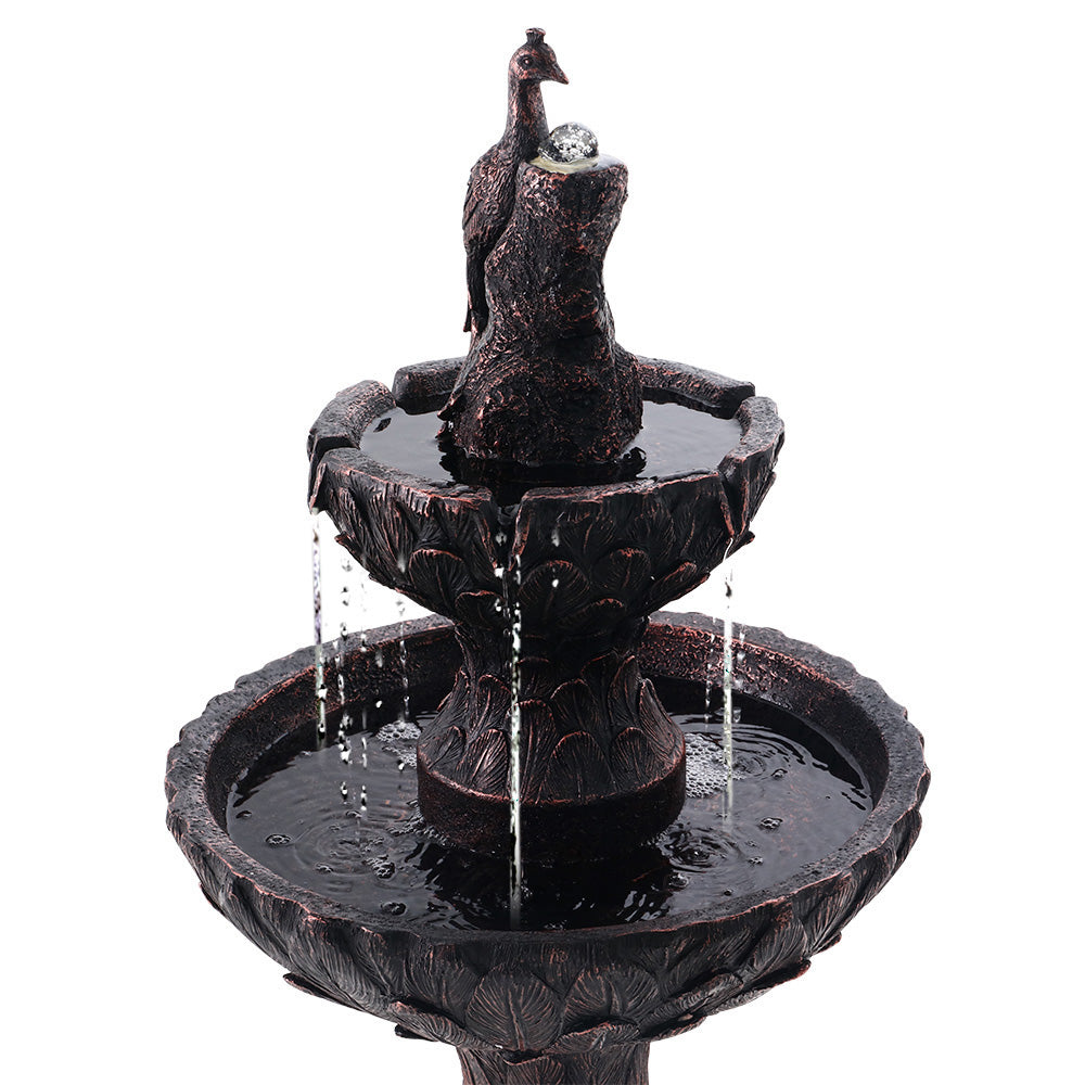 Gardeon Solar Water Feature 3-Tiers Peacock 106cm-Water Features-PEROZ Accessories