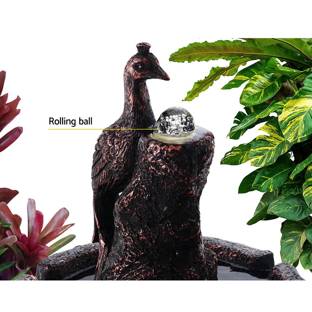 Gardeon Solar Water Feature 3-Tiers Peacock 106cm-Water Features-PEROZ Accessories