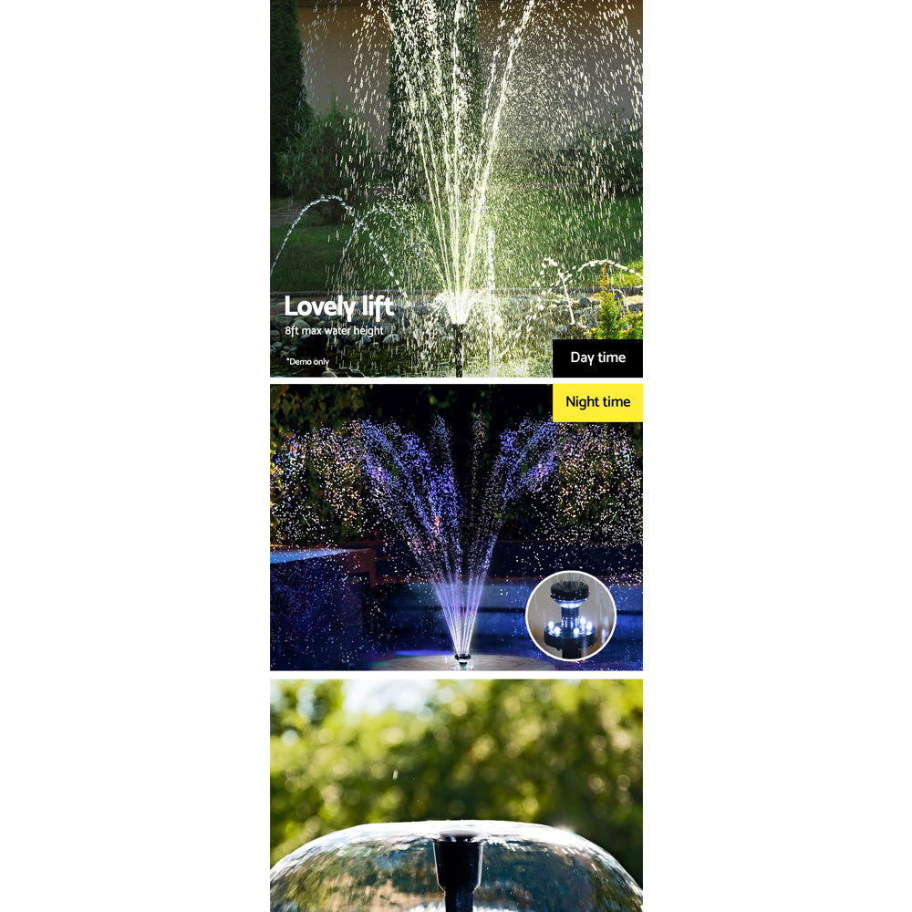 Gardeon Solar Pond Pump with Battery Kit LED Lights 6.6FT-Home & Garden > Garden Tools-PEROZ Accessories