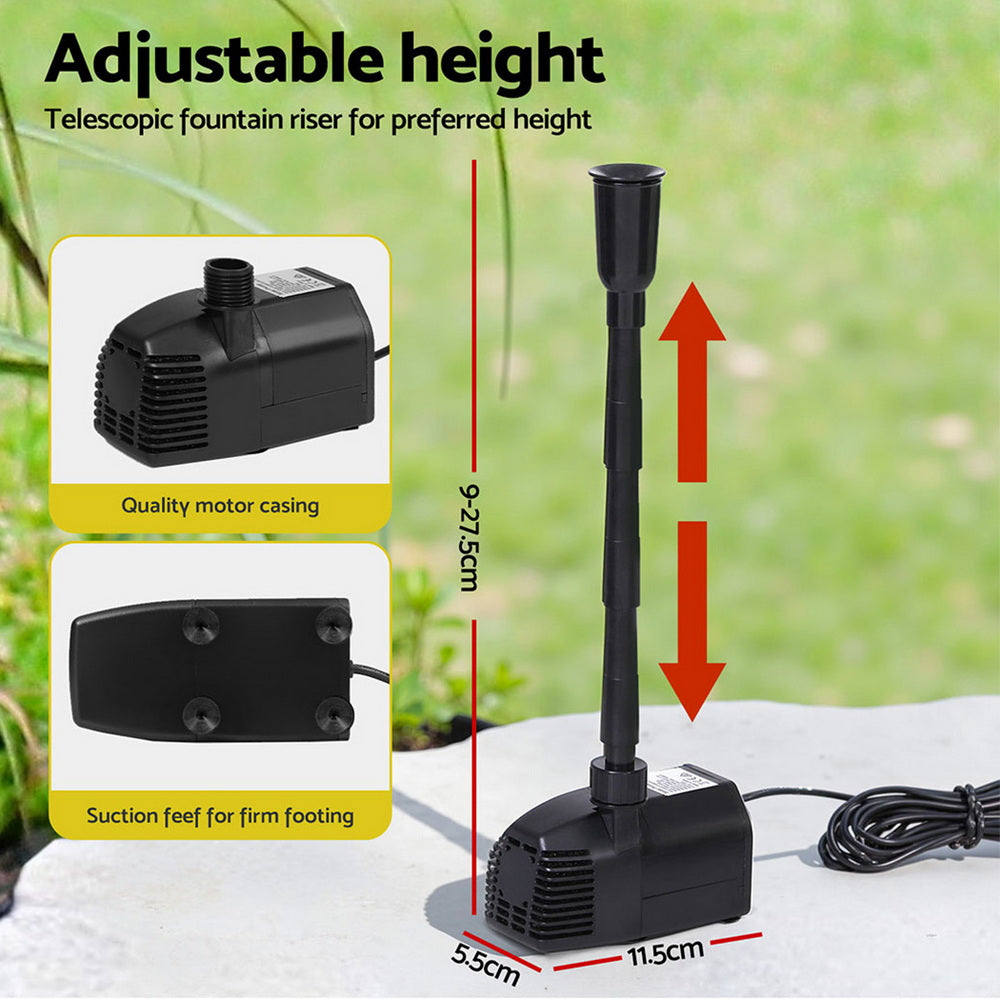 Gardeon Solar Pond Pump Submersible Water Fountain Kit with 2 Panels 1600L/H-Tools > Pumps > Pool Pumps-PEROZ Accessories