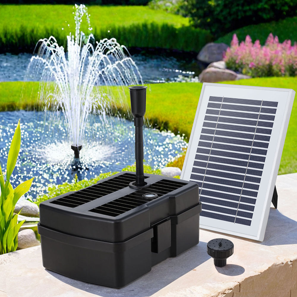 Gardeon Solar Submersible Water Pond Fountain Pump with Filter Box 4.6FT 470L/H-Home & Garden > Fountains > Fountains & Ponds-PEROZ Accessories