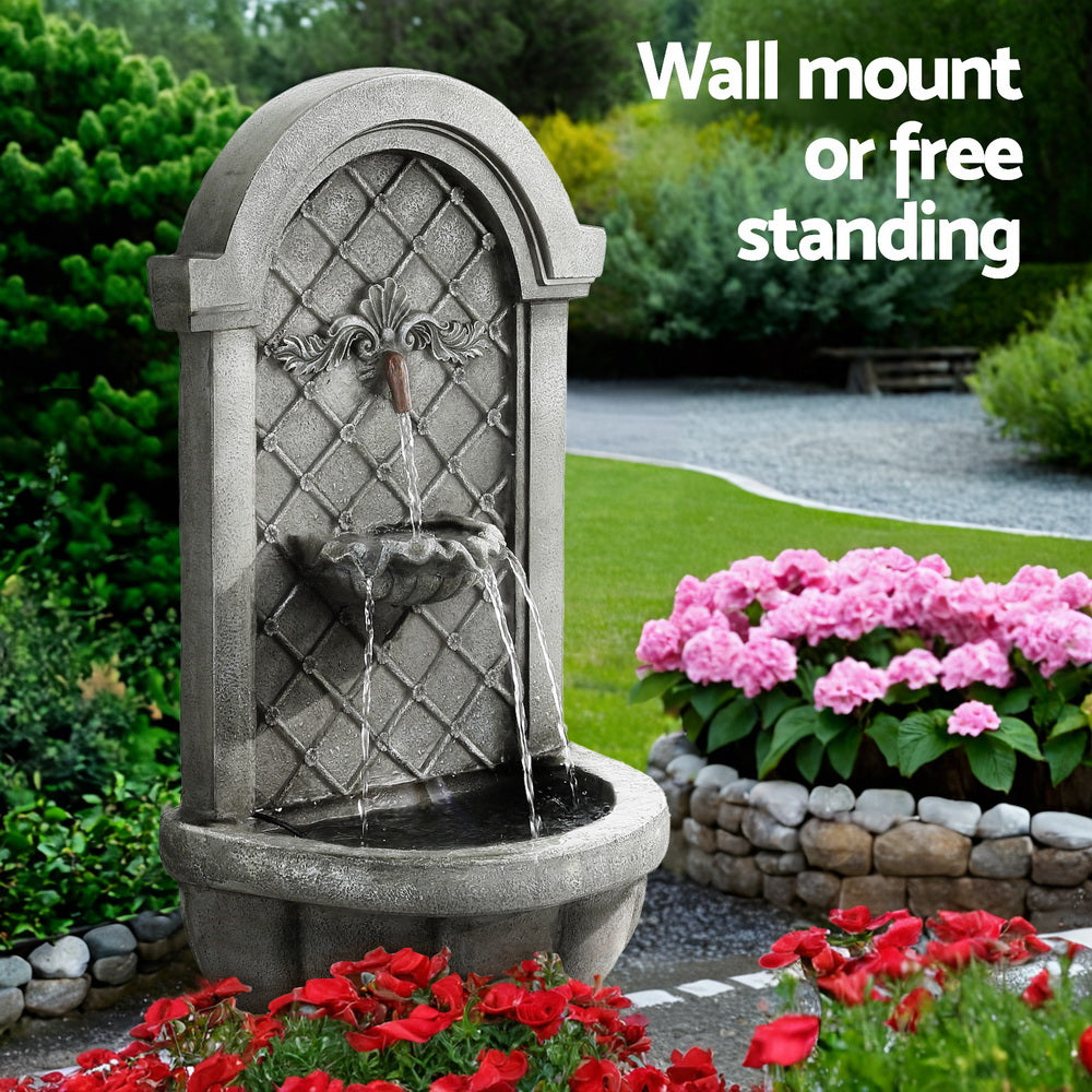 Gardeon Solar Fountain Water Feature Wall Mount Garden Fountains 80CM Grey-Home & Garden > Fountains-PEROZ Accessories