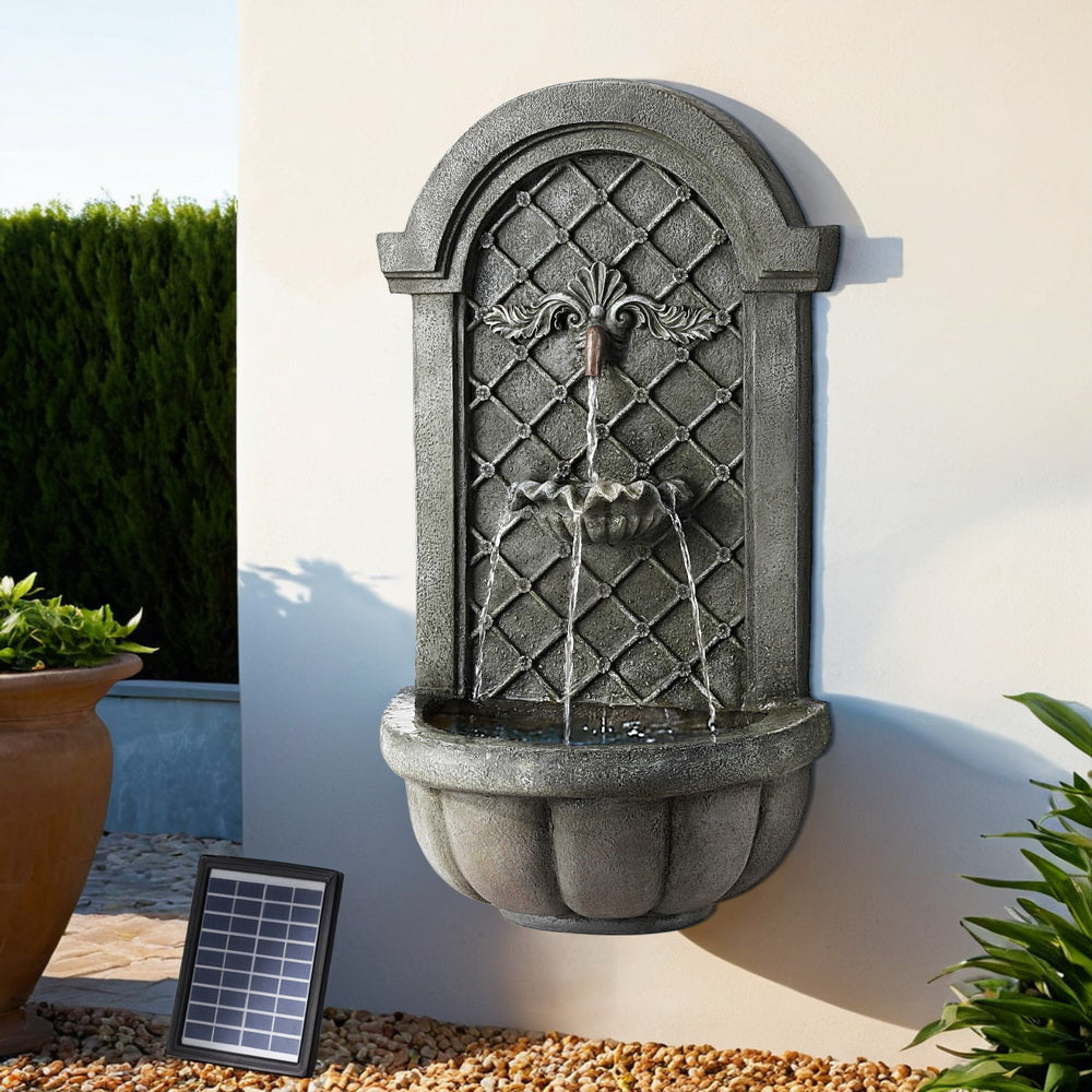Gardeon Solar Fountain Water Feature Wall Mount Garden Fountains 80CM Grey-Home & Garden > Fountains-PEROZ Accessories