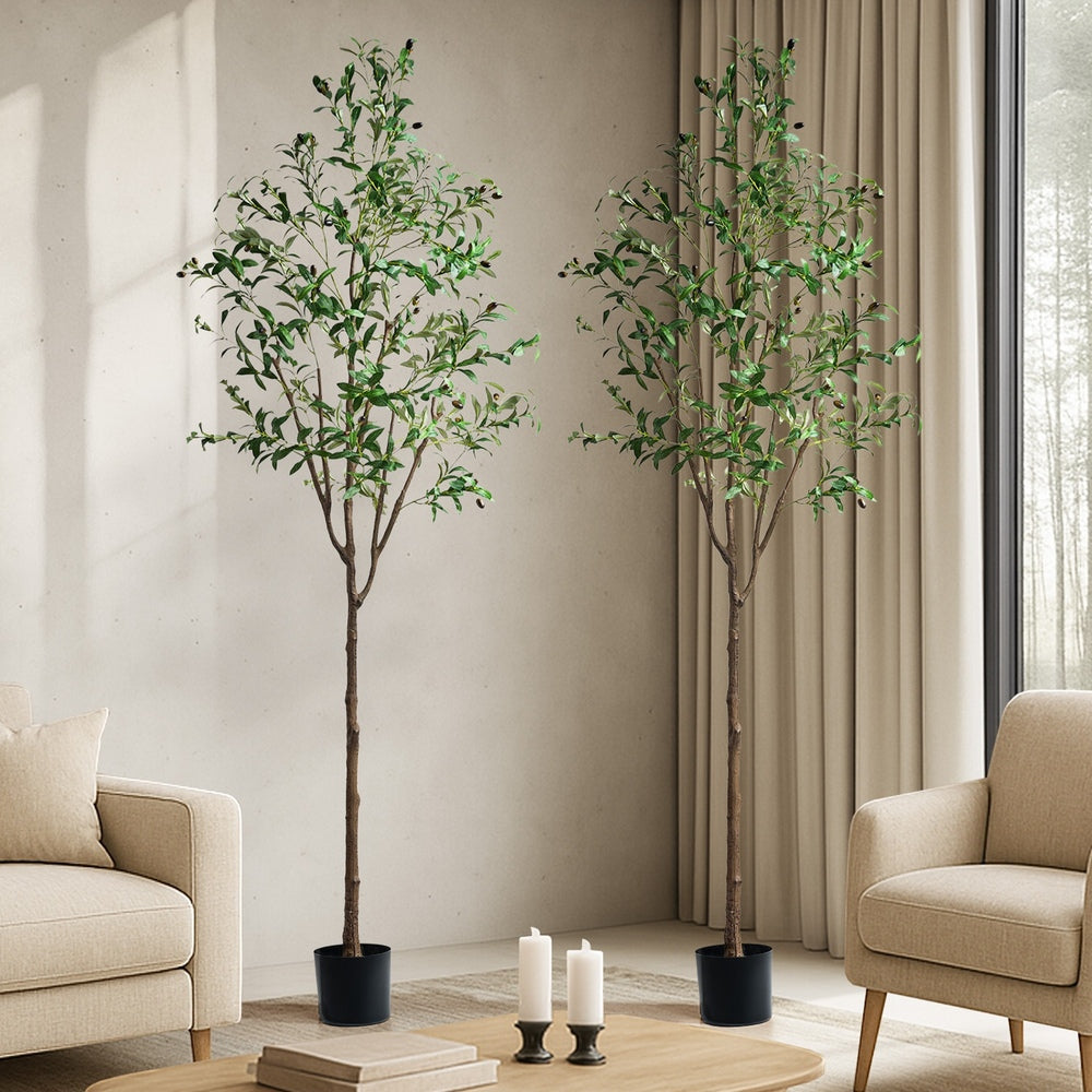 Livsip 2x Artificial Olive Tree Tall Faux Potted Plants 210cm-Faux Plant-PEROZ Accessories