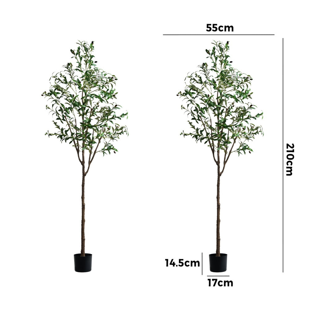 Livsip 2x Artificial Olive Tree Tall Faux Potted Plants 210cm-Faux Plant-PEROZ Accessories