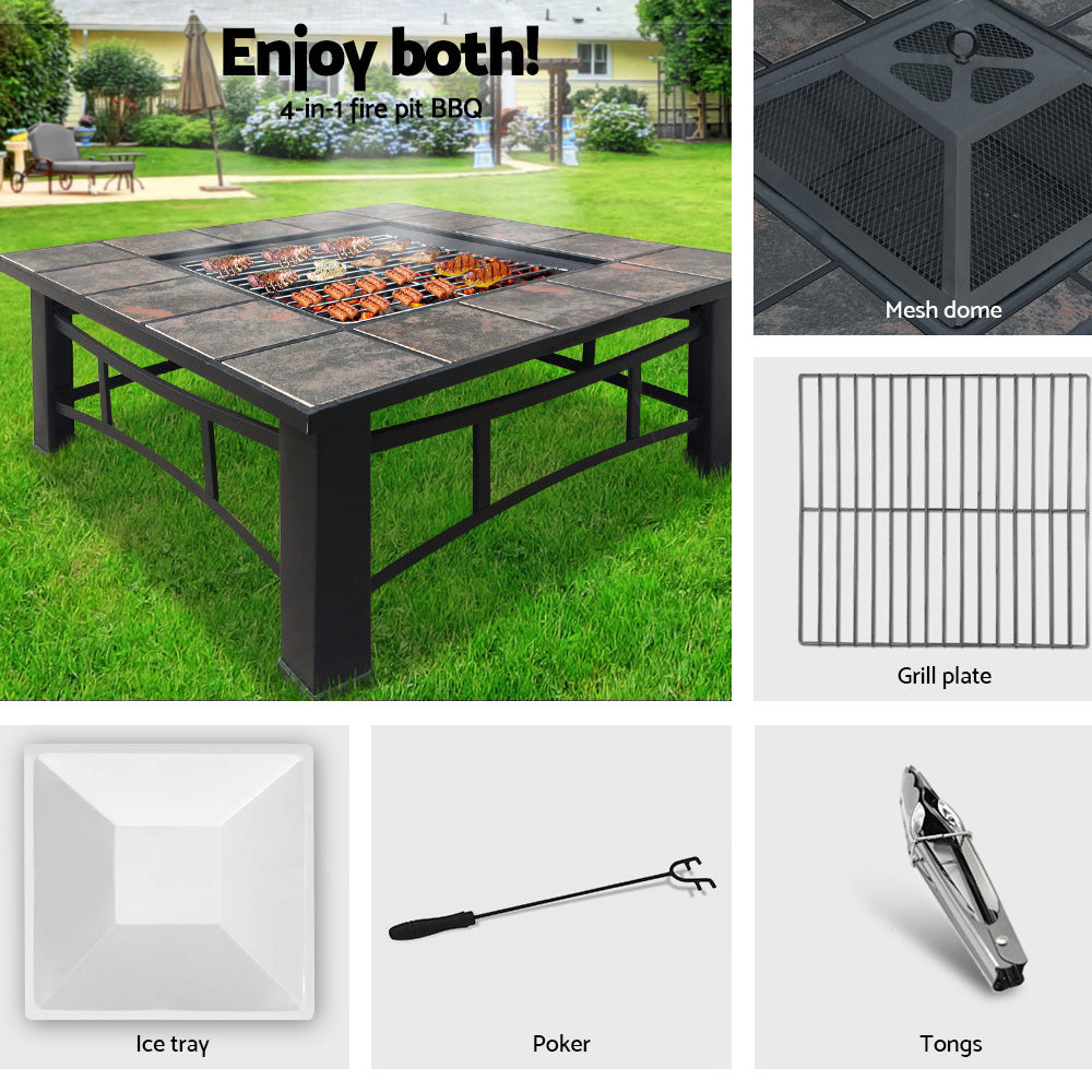 Grillz Fire Pit BBQ Grill Ice Bucket 4-In-1 Table-Home & Garden > BBQ > BBQ Tools-PEROZ Accessories