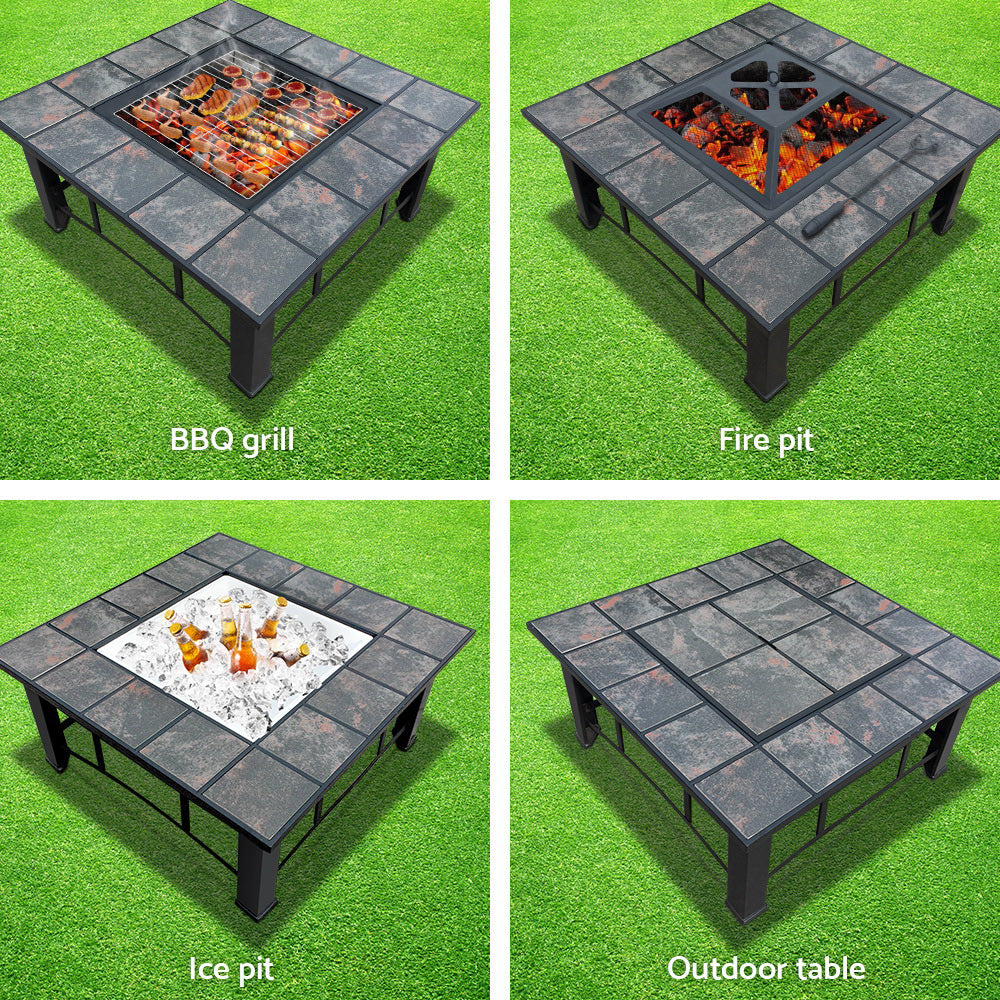 Grillz Fire Pit BBQ Grill Ice Bucket 4-In-1 Table-Home & Garden > BBQ > BBQ Tools-PEROZ Accessories
