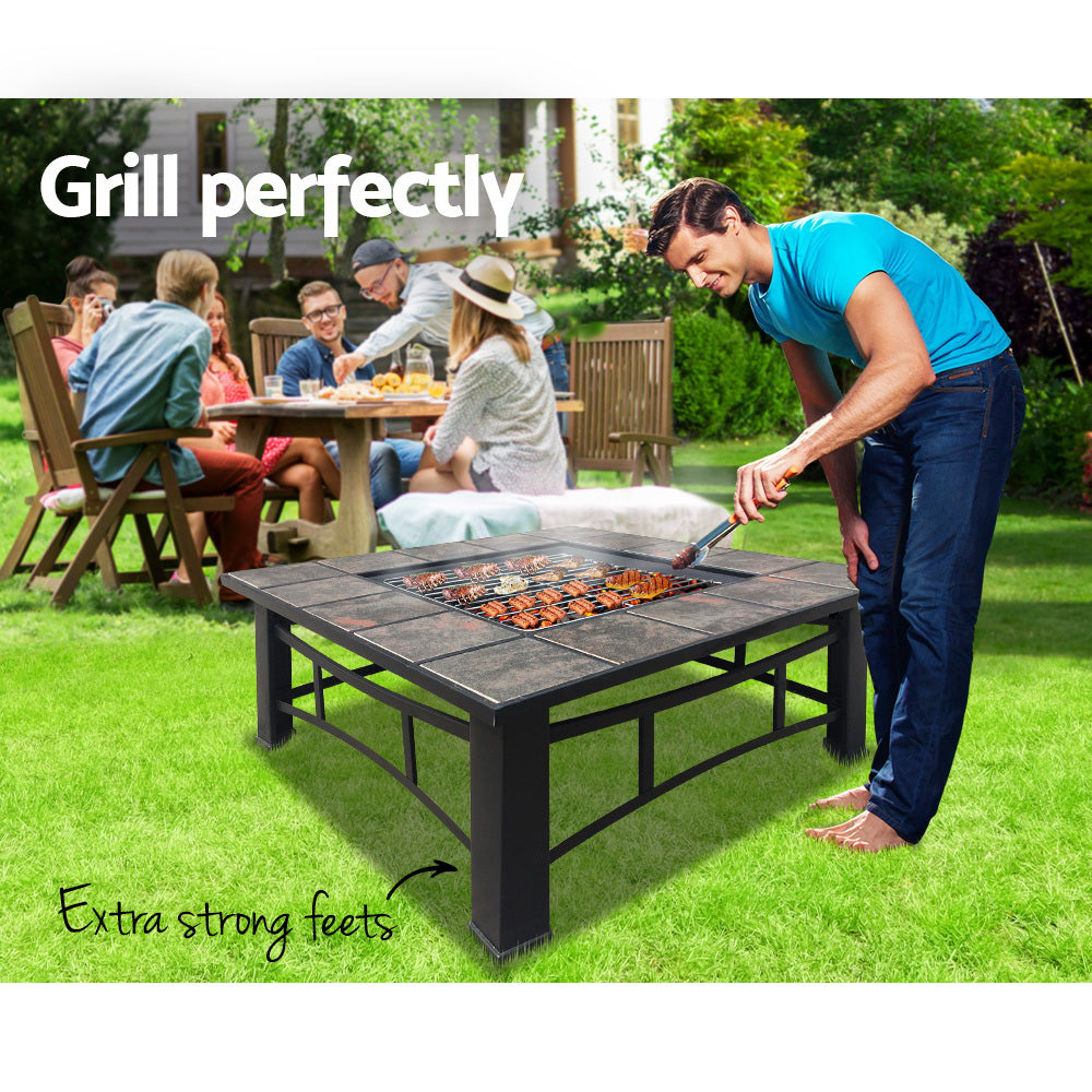 Grillz Fire Pit BBQ Grill Ice Bucket 4-In-1 Table-Home & Garden > BBQ > BBQ Tools-PEROZ Accessories