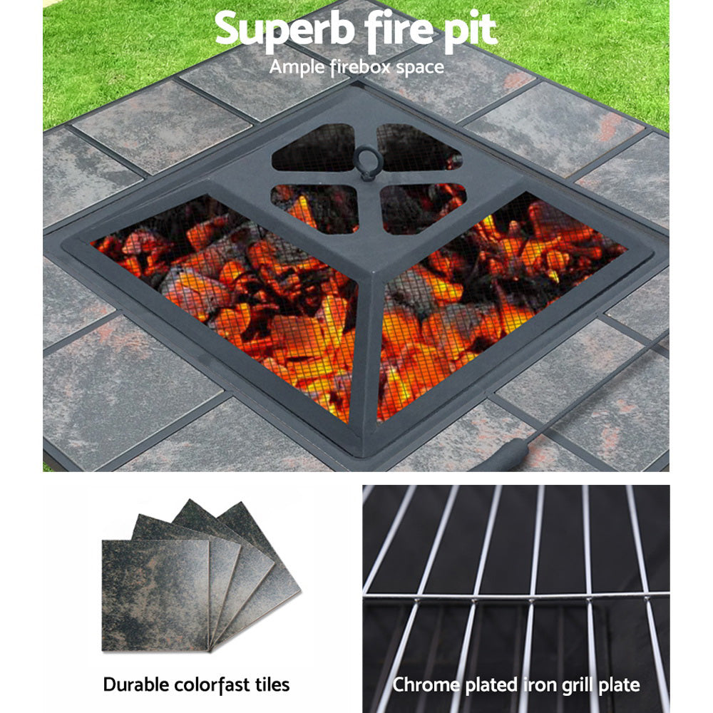 Grillz Fire Pit BBQ Grill Ice Bucket 4-In-1 Table-Home & Garden > BBQ > BBQ Tools-PEROZ Accessories