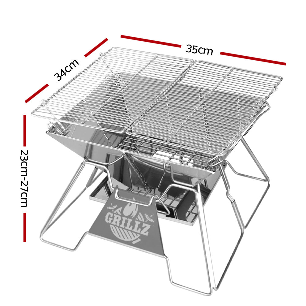 Grillz Fire Pit BBQ Grill with Carry Bag Portable-Home & Garden > Firepits-PEROZ Accessories