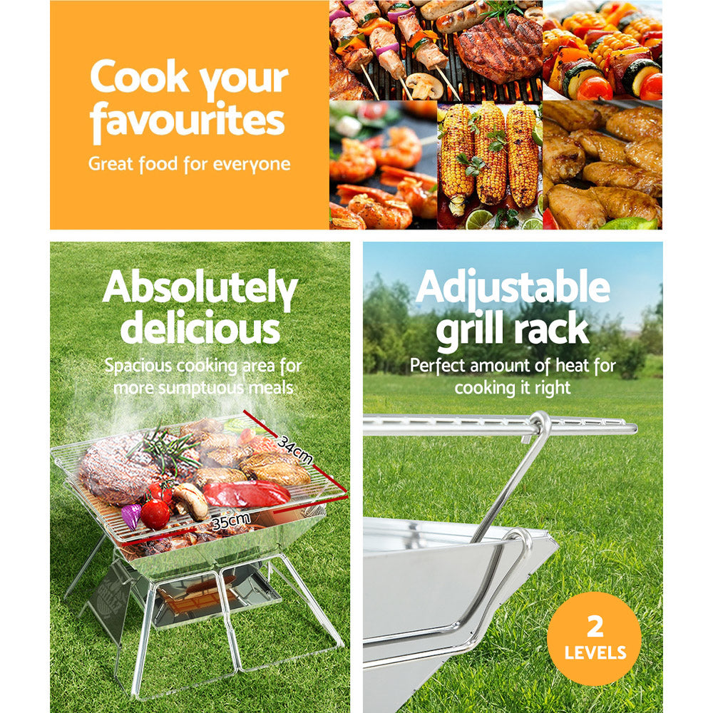 Grillz Fire Pit BBQ Grill with Carry Bag Portable-Home & Garden > Firepits-PEROZ Accessories