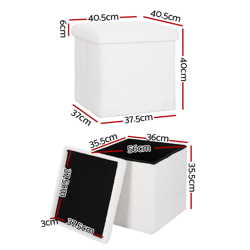 Artiss Ottoman Storage Foot Stool Vanity Square Teddy-Furniture > Living Room-PEROZ Accessories