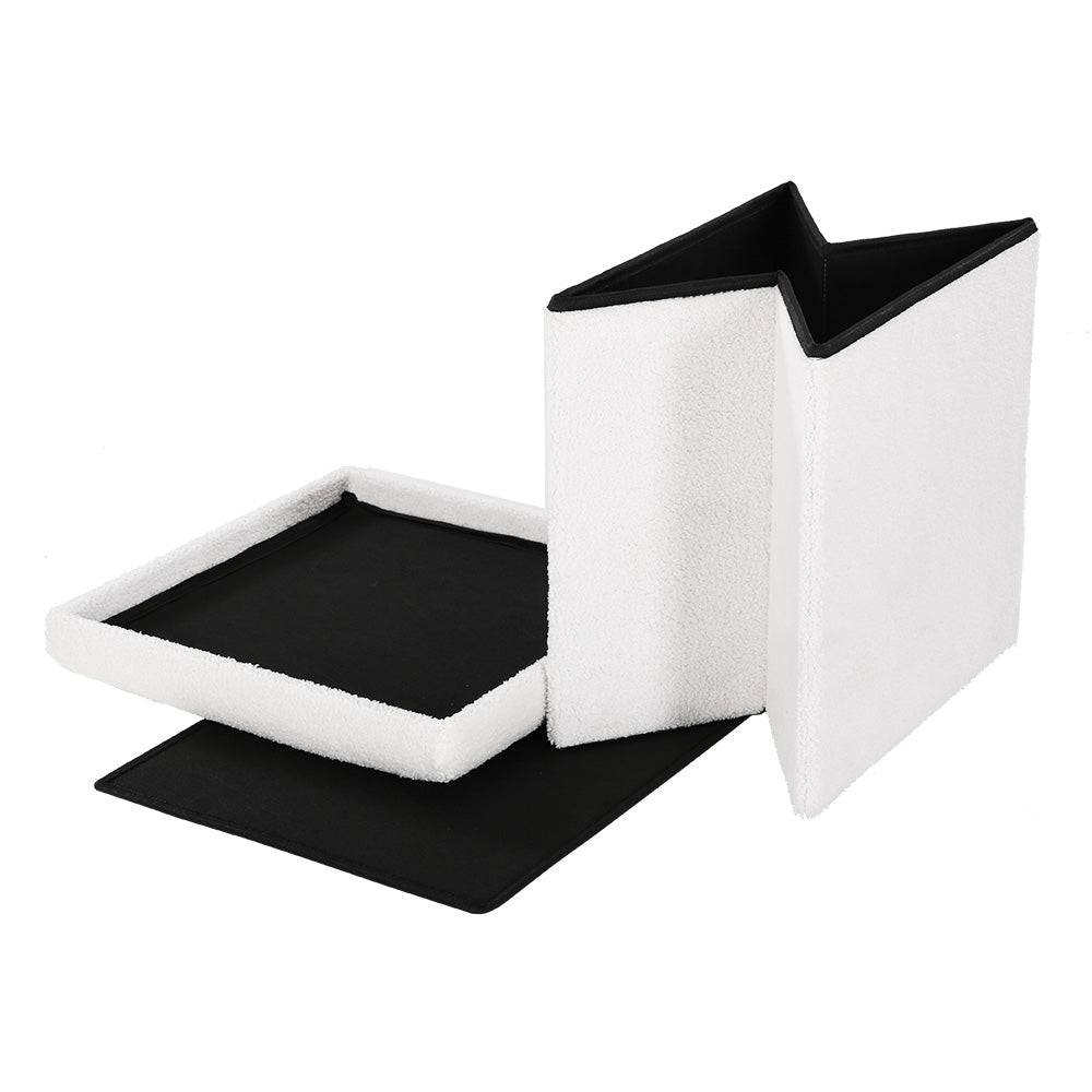 Artiss Ottoman Storage Foot Stool Vanity Square Teddy-Furniture > Living Room-PEROZ Accessories
