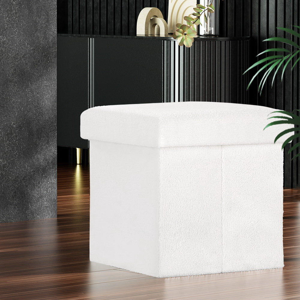 Artiss Ottoman Storage Foot Stool Vanity Square Teddy-Furniture > Living Room-PEROZ Accessories