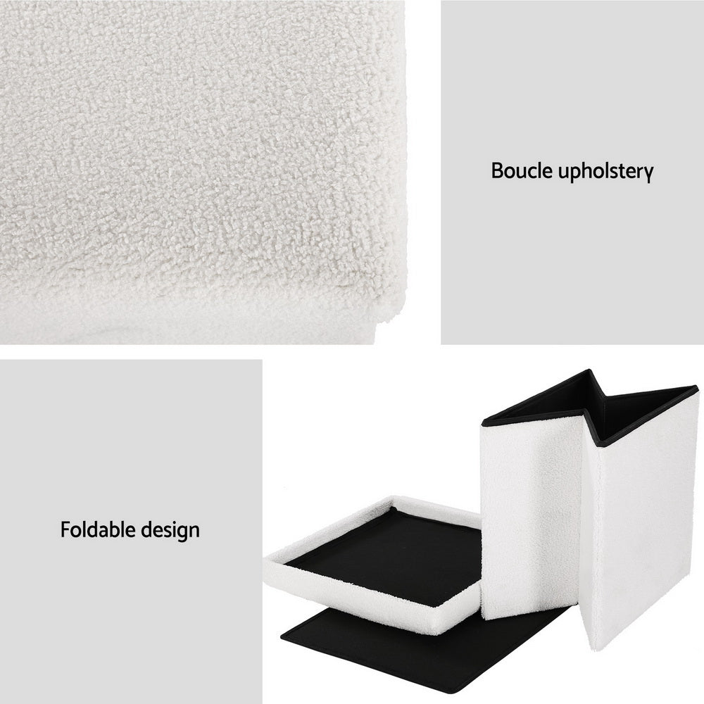 Artiss Ottoman Storage Foot Stool Vanity Square Teddy-Furniture > Living Room-PEROZ Accessories