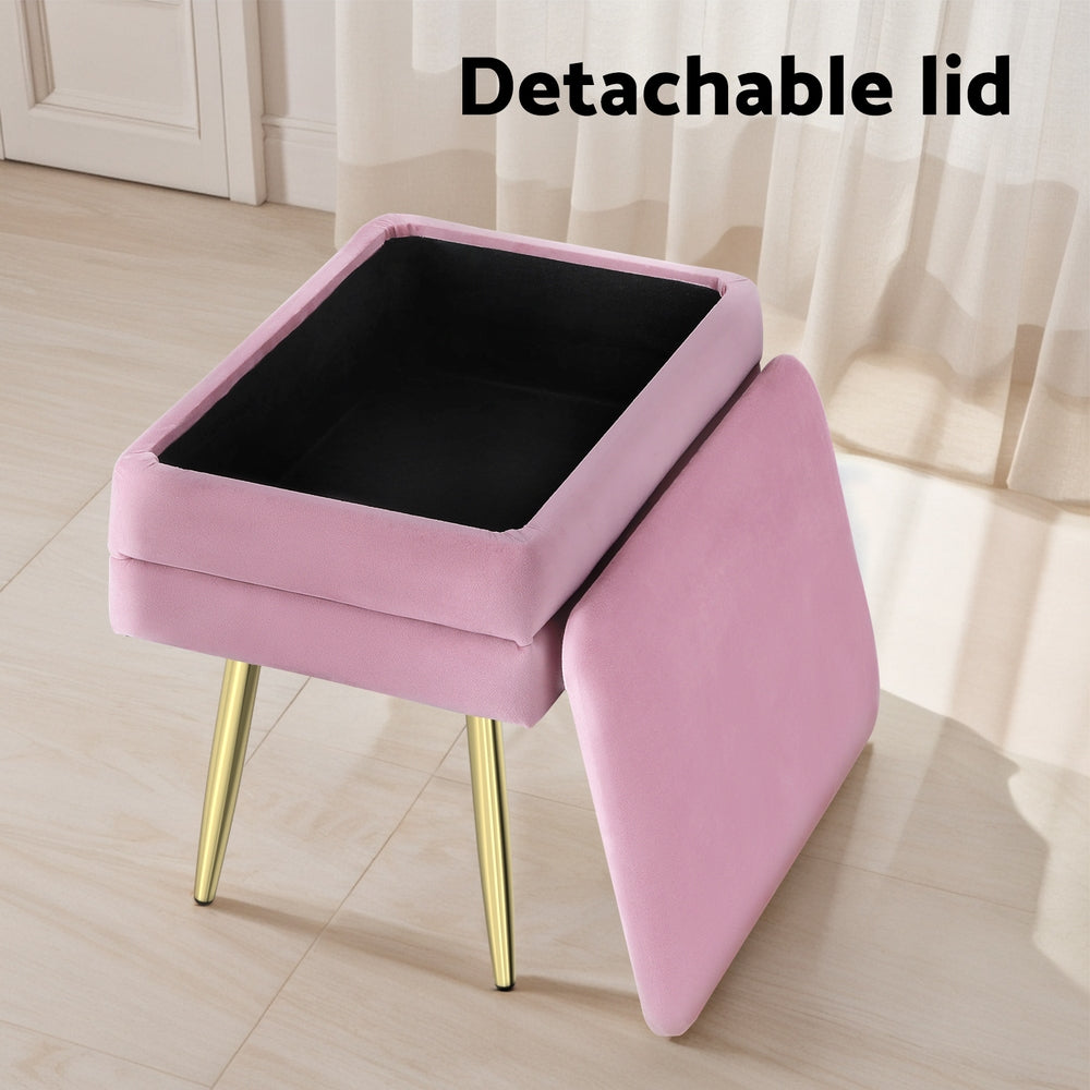 Artiss Ottoman Storage Foot Stool Vanity Velvet Pink-Furniture > Living Room-PEROZ Accessories