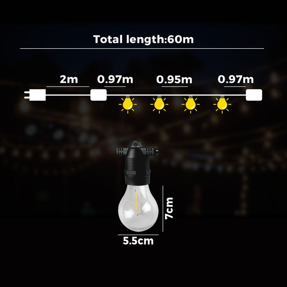 Mazam 60M Festoon String Lights LED Christmas Waterproof-Festoon Light-PEROZ Accessories