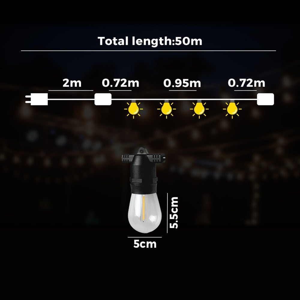 Mazam 50M LED Festoon String Lights Waterproof-Festoon Light-PEROZ Accessories