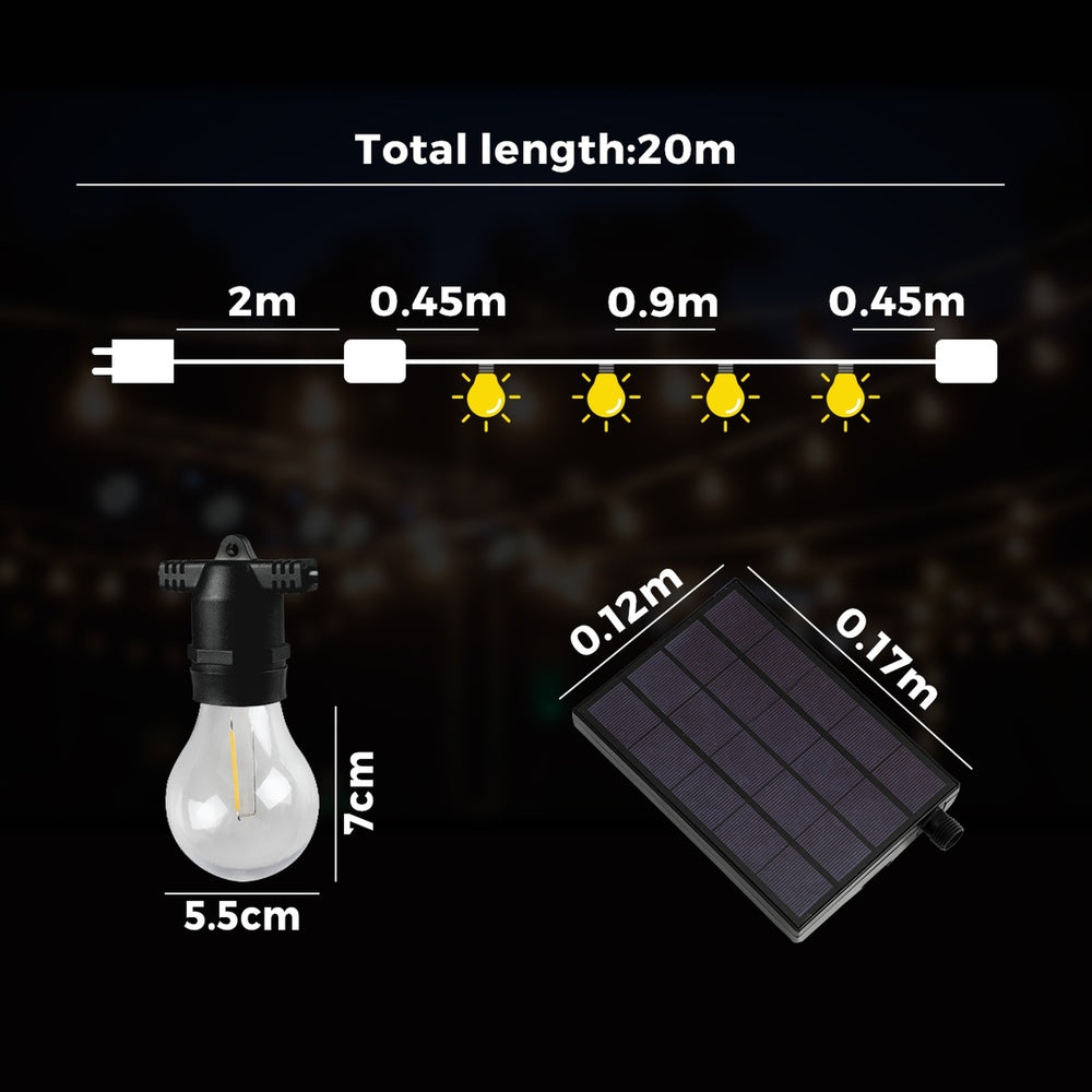 Mazam 20M Solar Festoon String Lights LED Christmas Waterproof-Festoon Light-PEROZ Accessories