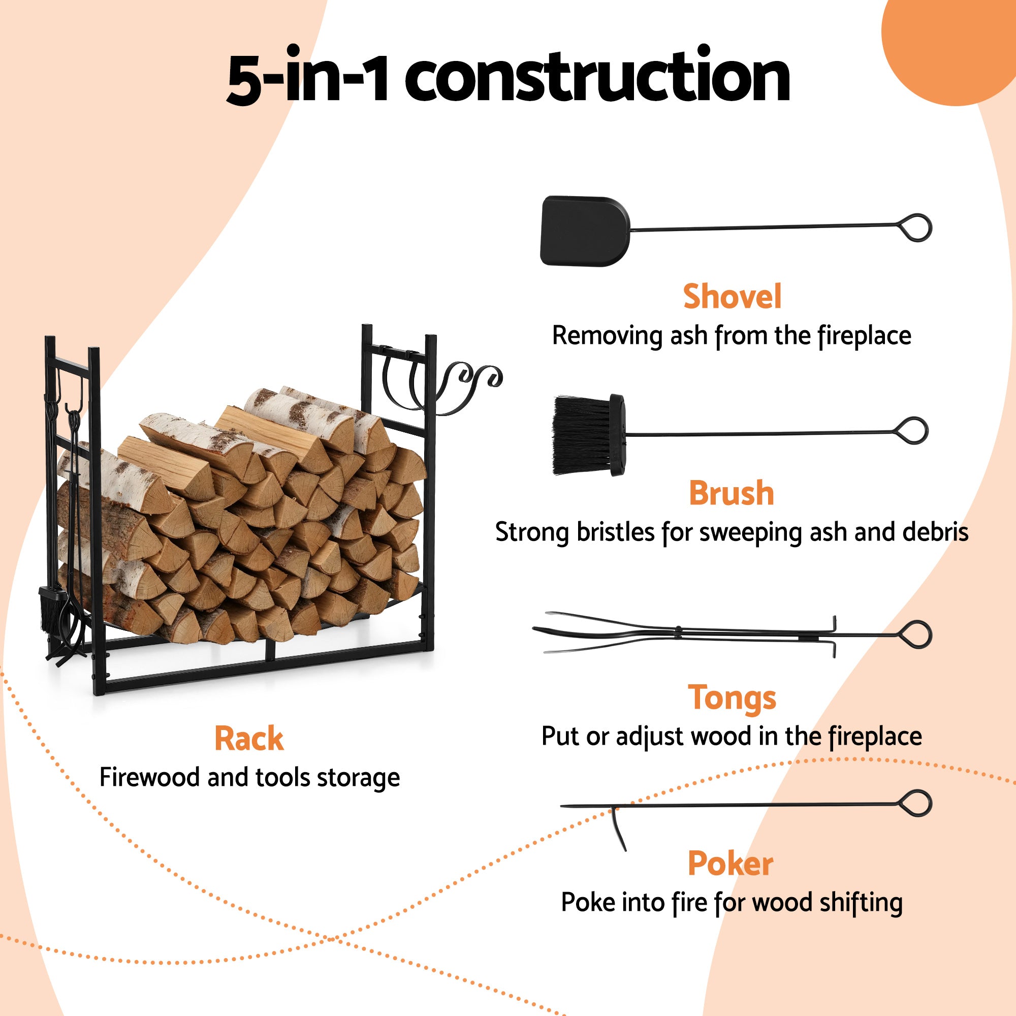 Gardeon Firewood Rack 84cm Wood Rack Firewood Storage Indoor Outdoor Black-Home & Garden > Garden Tools > Gardening Accessories-PEROZ Accessories