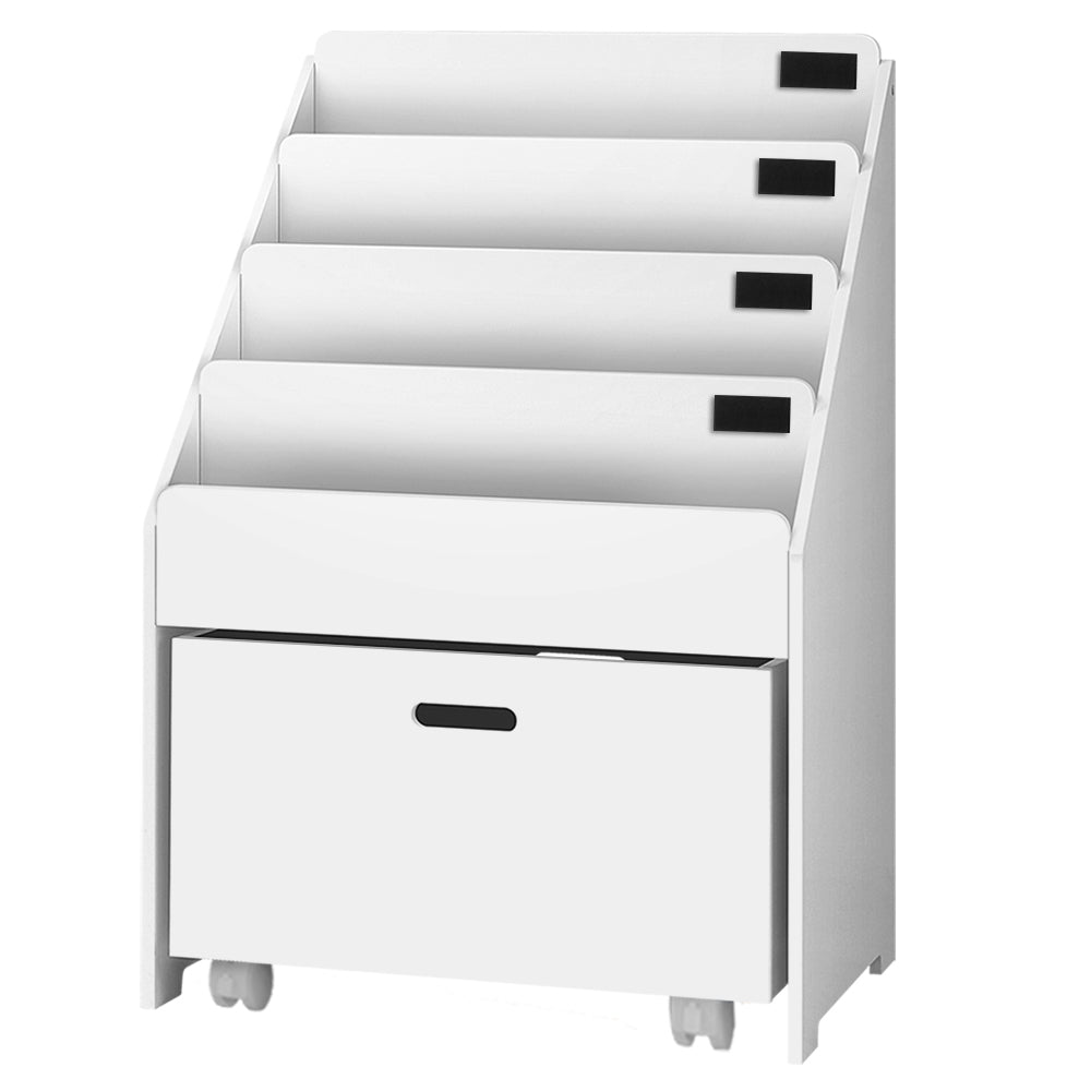 Keezi 4 Tiers Kids Bookshelf Storage Organiser Children Bookcase Drawers Display-Bookcases & Shelves-PEROZ Accessories