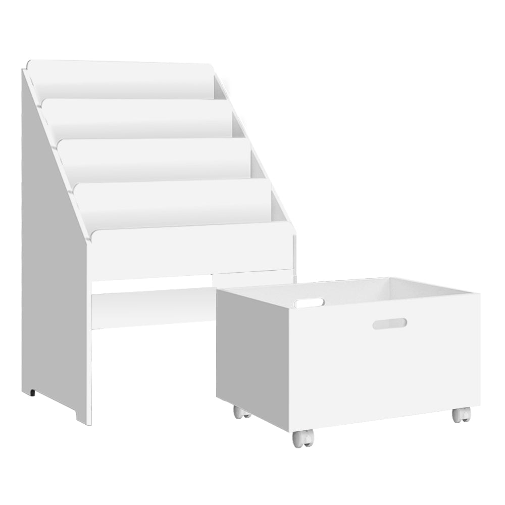 Keezi 4 Tiers Kids Bookshelf Storage Organiser Children Bookcase Drawers Display-Bookcases & Shelves-PEROZ Accessories