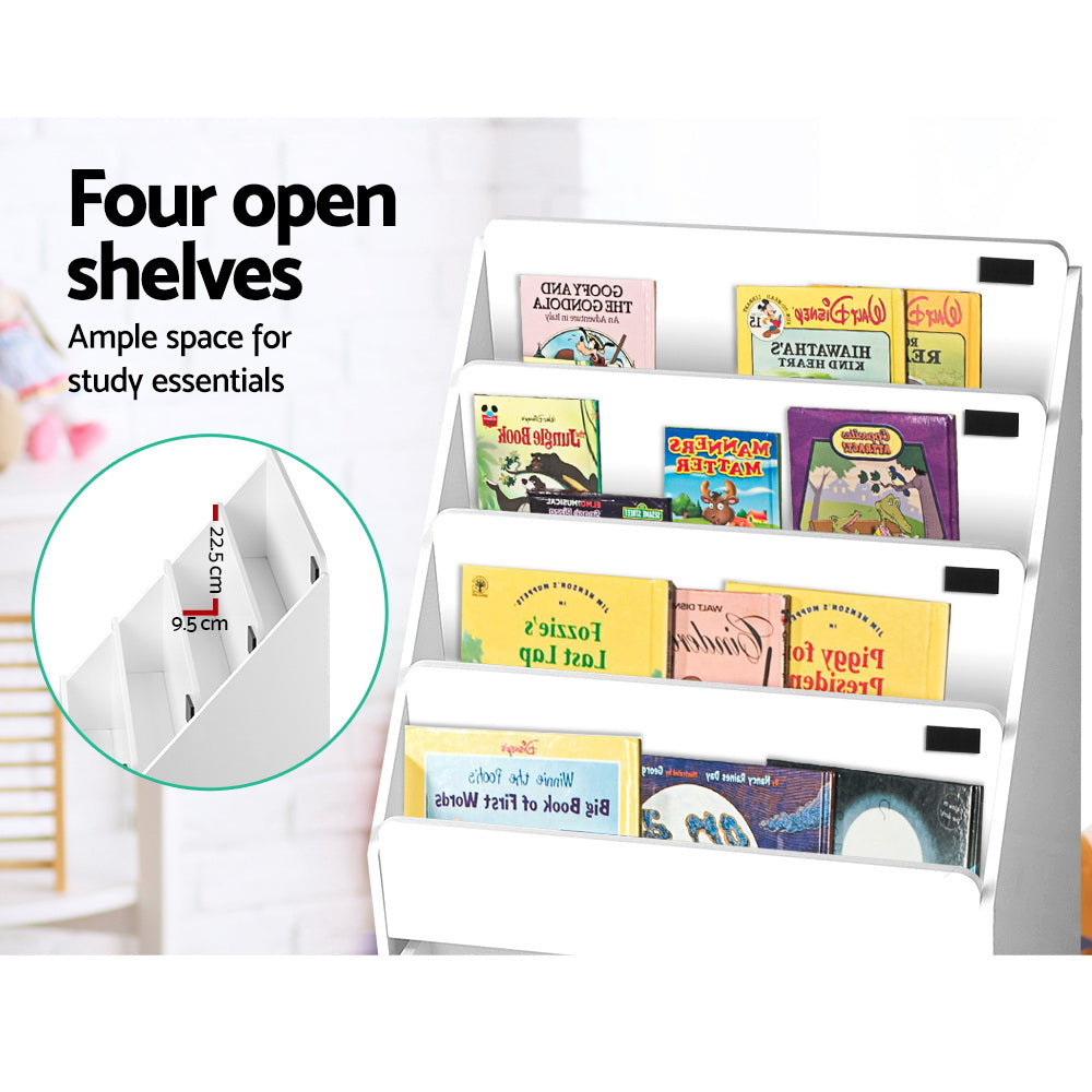 Keezi 4 Tiers Kids Bookshelf Storage Organiser Children Bookcase Drawers Display-Bookcases & Shelves-PEROZ Accessories