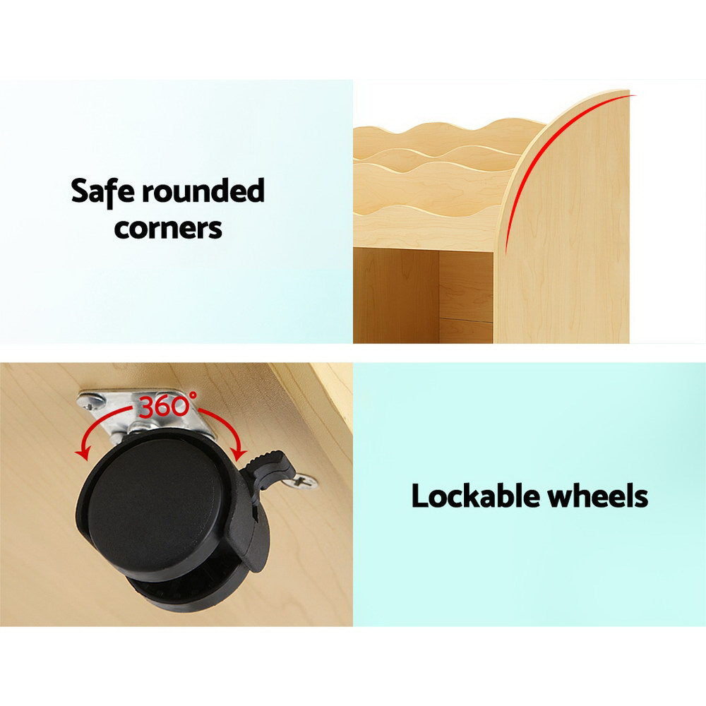 Keezi 3 Tiers Kids Bookshelf Storage Children Bookcase Toy Box Organiser Display-Bookcases & Shelves-PEROZ Accessories