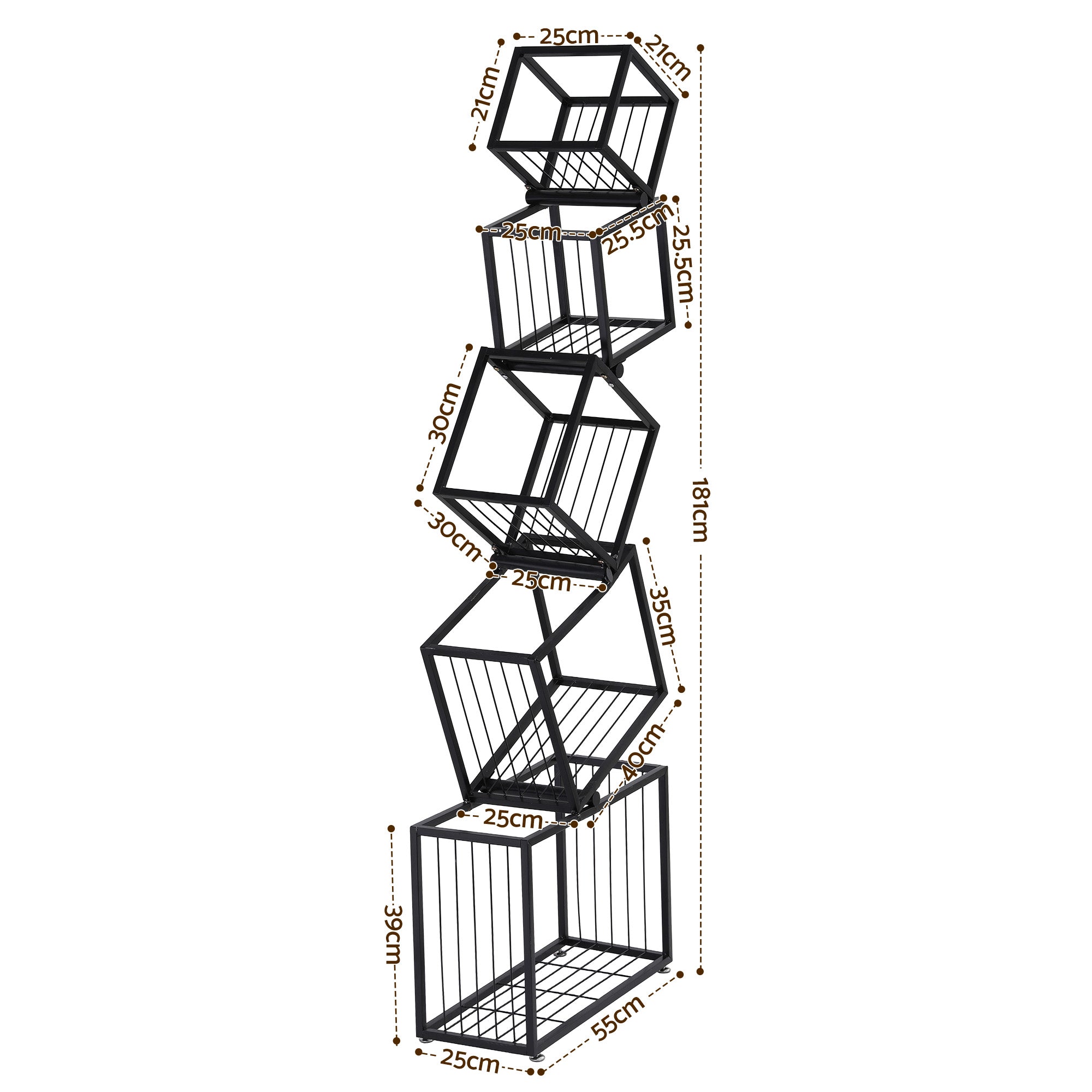 Artiss 5-Tier Bookshelf Metal Geometric Display Shelf Storage Organizer Black-Furniture > Living Room > Bookcases & Shelves-PEROZ Accessories