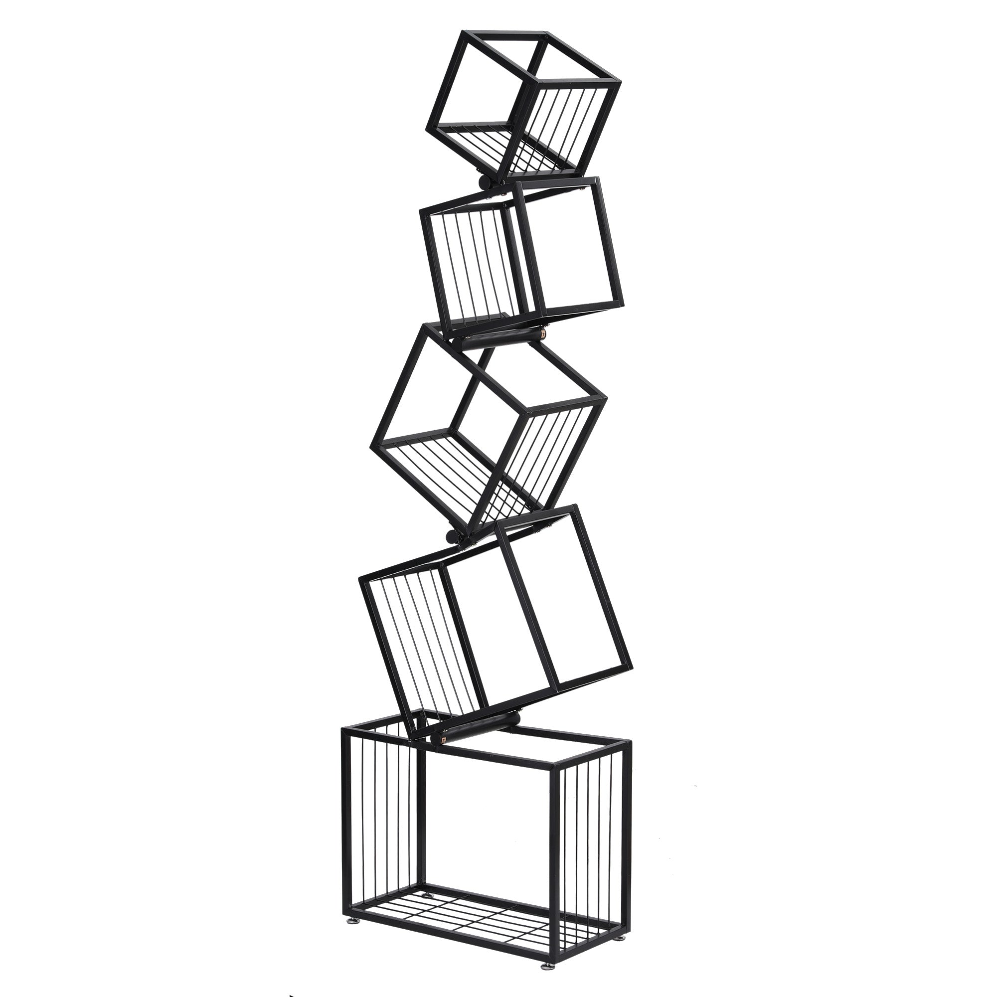 Artiss 5-Tier Bookshelf Metal Geometric Display Shelf Storage Organizer Black-Furniture > Living Room > Bookcases & Shelves-PEROZ Accessories