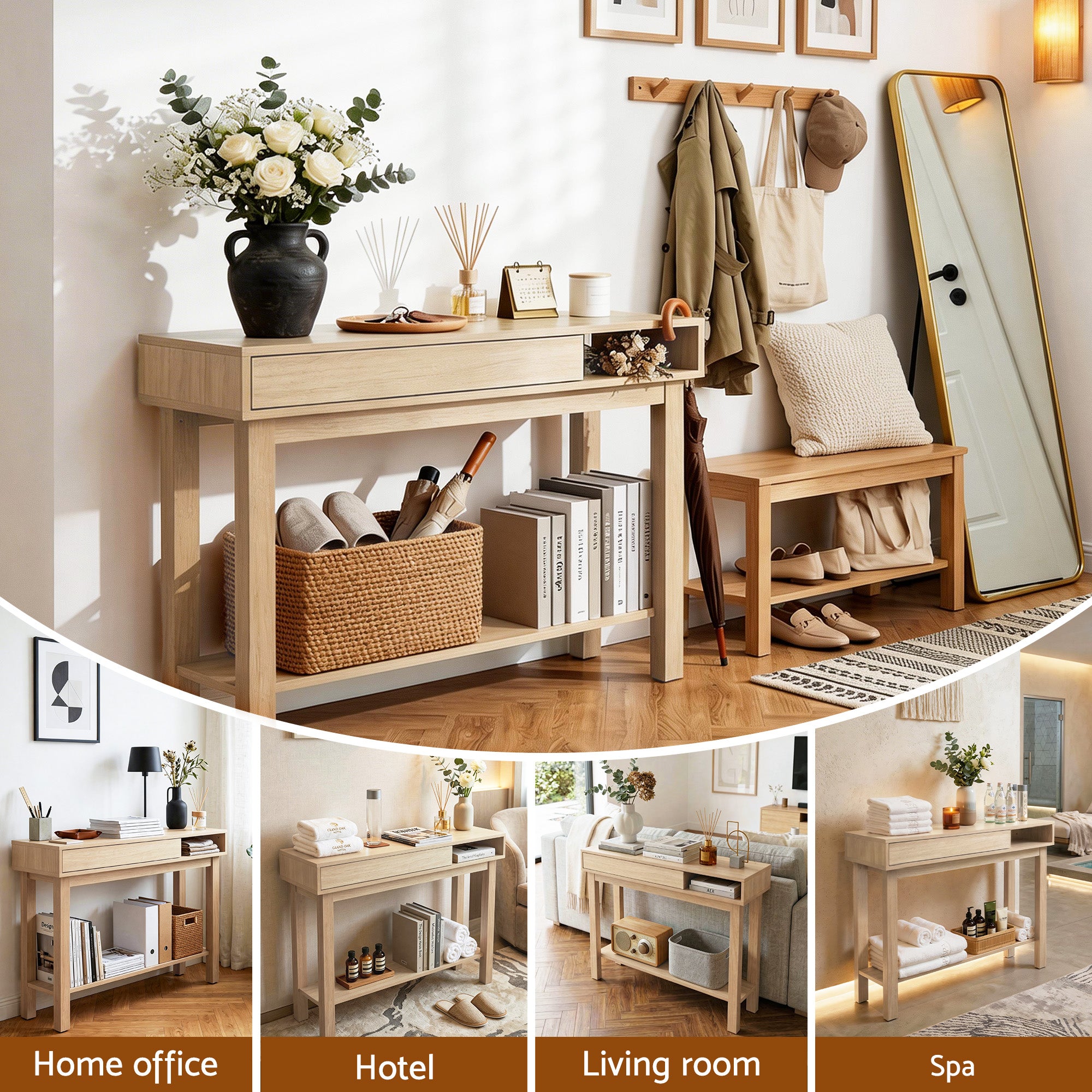 Artiss Console Table Entryway Hallway Sofa Side Table Drawer Shelf 100CM Wood-Furniture > Living Room > Side Tables-PEROZ Accessories