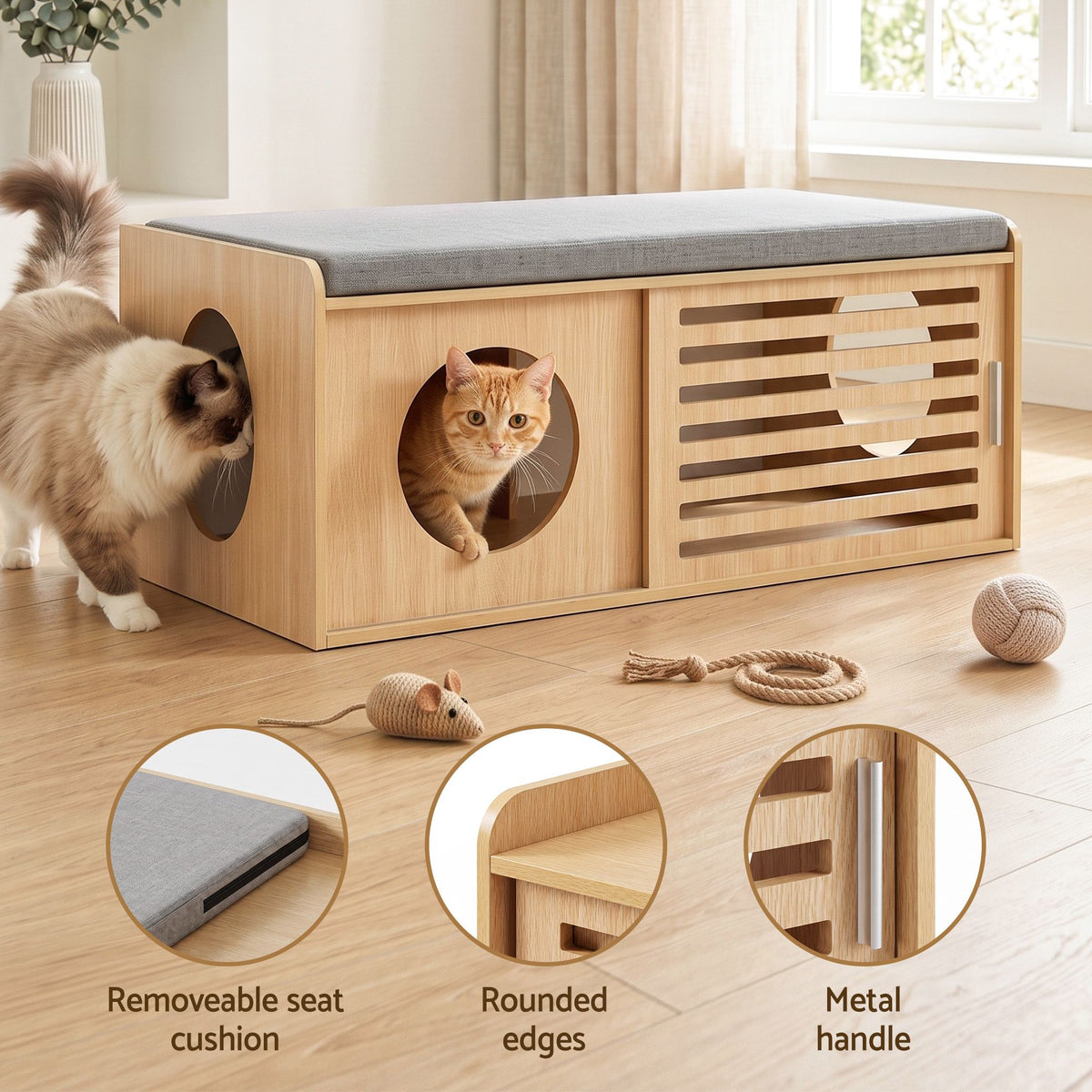 Artiss Pet Ottoman Footrest Bench with MDF Frame 100kg Capacity Natural-Furniture > Living Room > Ottomans & Footstools-PEROZ Accessories