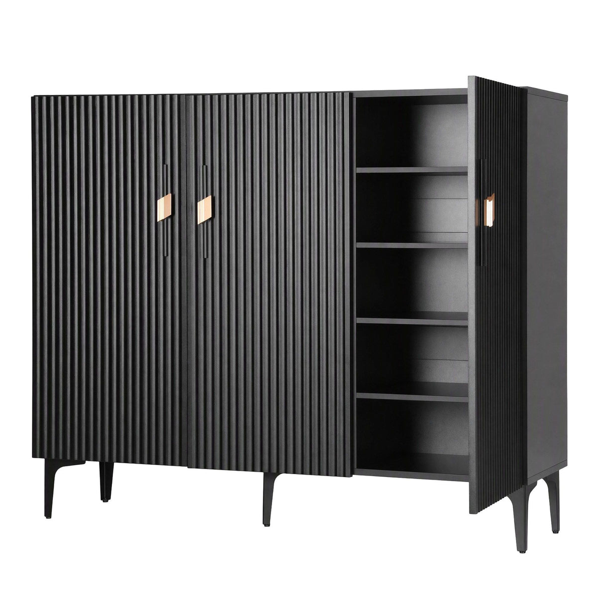 Artiss Shoe Cabinet Fluted Style 25 Pairs Shoe Storage Cupboard Black
