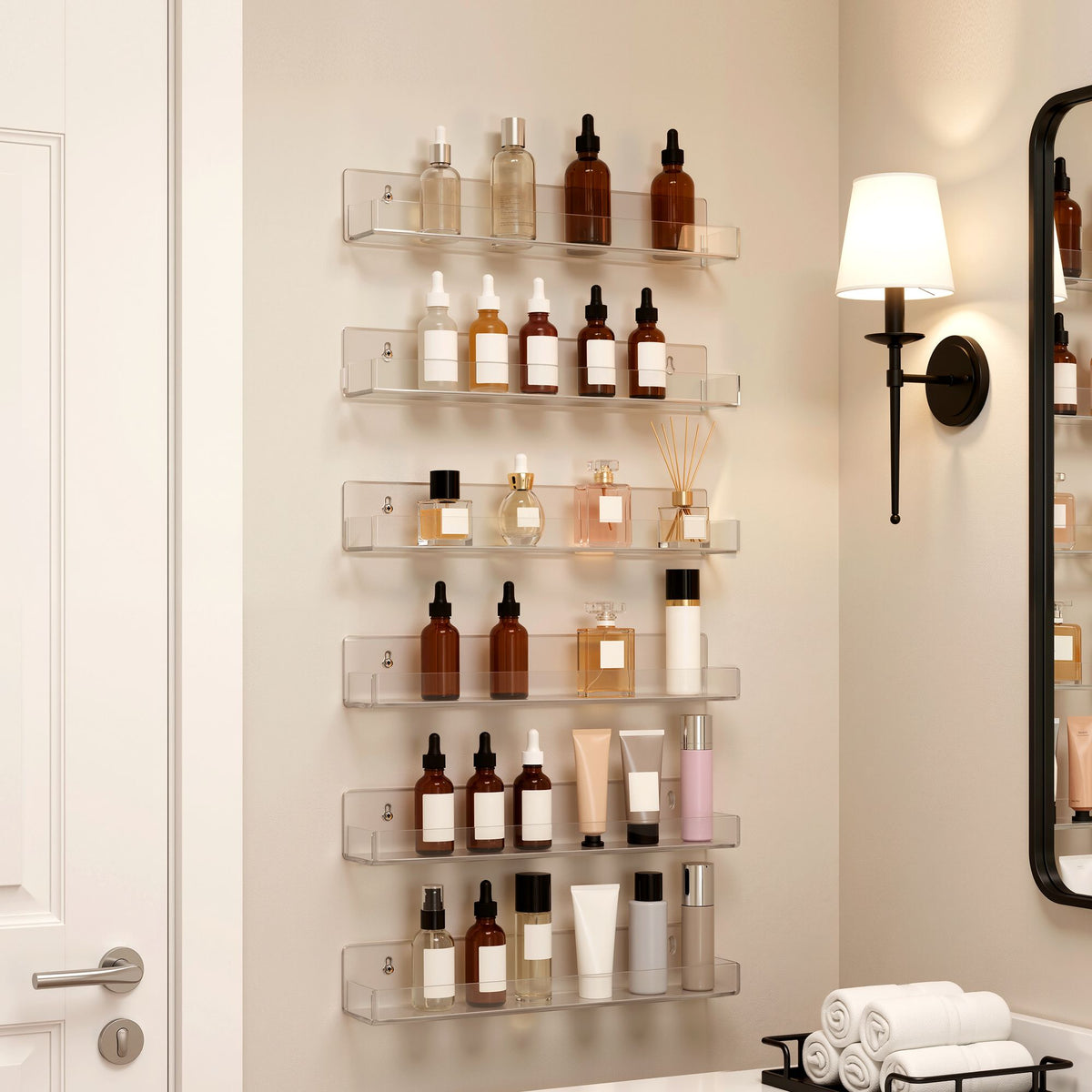 Artiss 6-Pack Acrylic Wall Shelves, Clear Floating Display Shelf with Detachable Panels & Front Lip-Furniture > Living Room > Bookcases & Shelves-PEROZ Accessories