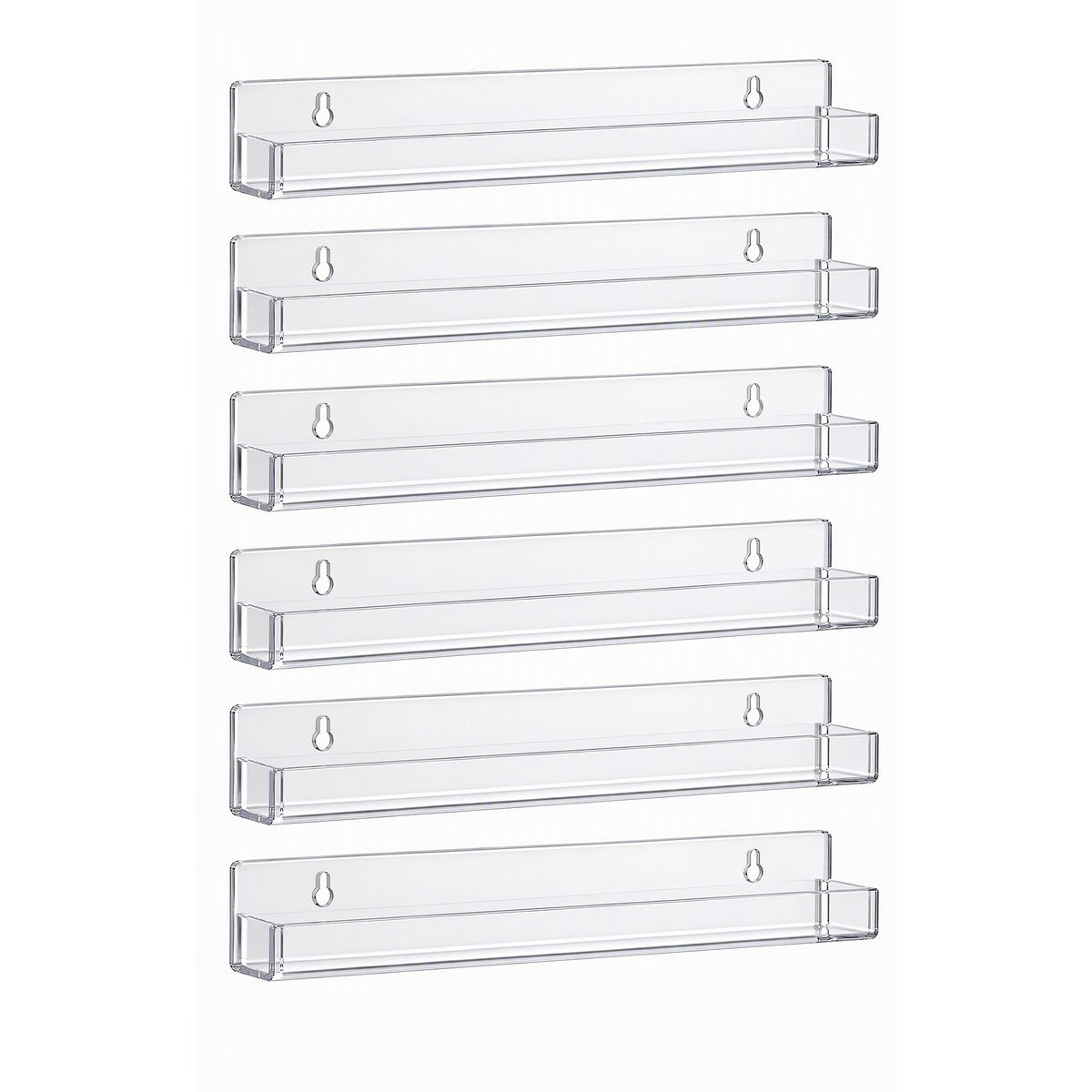 Artiss 6-Pack Acrylic Wall Shelves, Clear Floating Display Shelf with Detachable Panels & Front Lip-Furniture > Living Room > Bookcases & Shelves-PEROZ Accessories