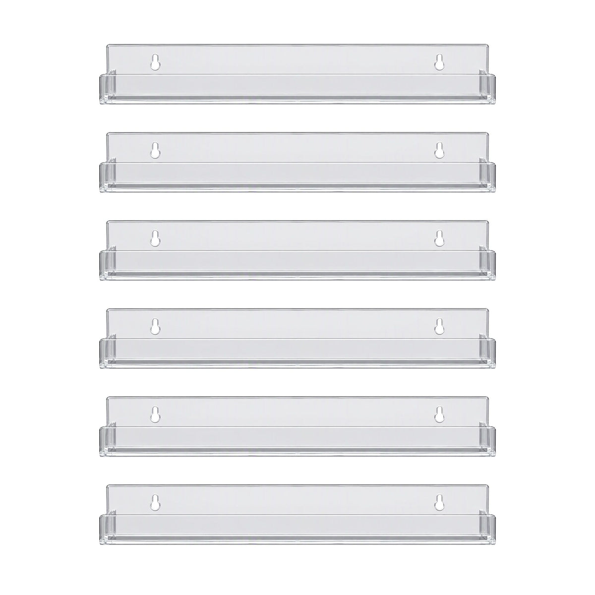 Artiss 6-Pack Acrylic Wall Shelves, Clear Floating Display Shelf with Detachable Panels & Front Lip-Furniture > Living Room > Bookcases & Shelves-PEROZ Accessories
