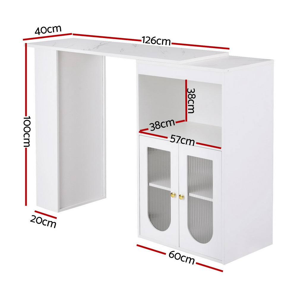 Artiss Bar Table Storage Cabinet Dining Wine Rack Home Office Desk Extendable-Furniture > Living Room-PEROZ Accessories